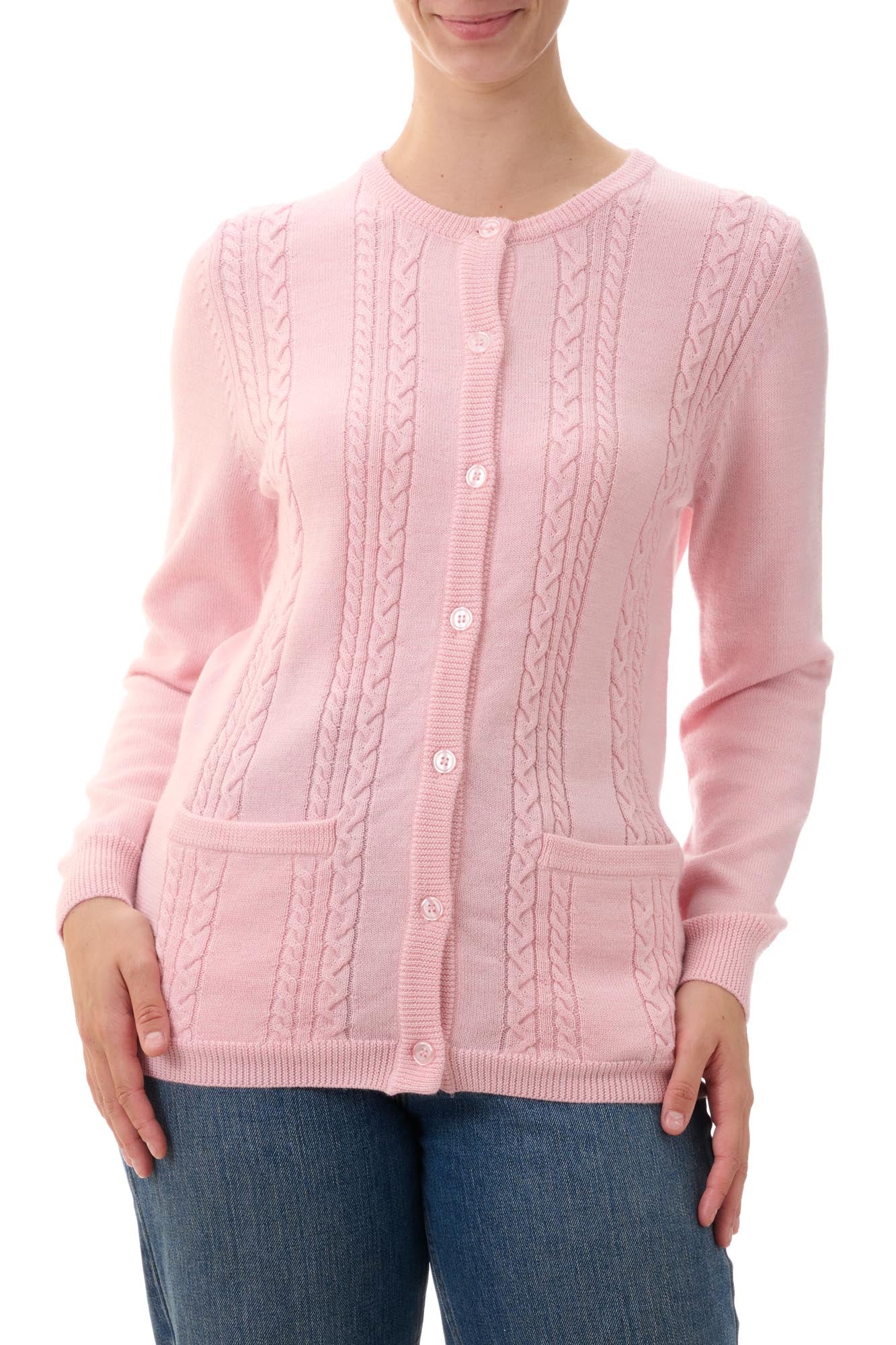 Cable front cardigan