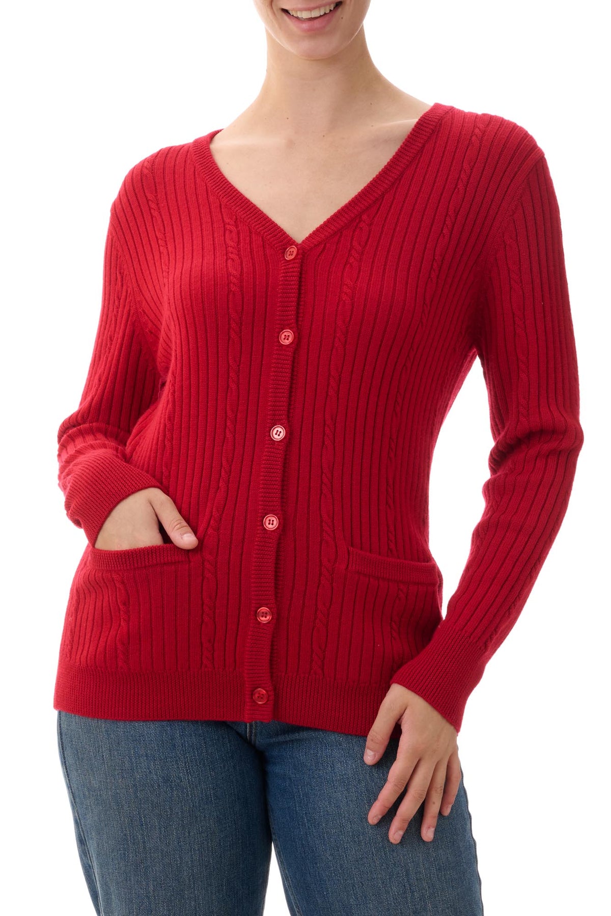 V-neck cable cardi