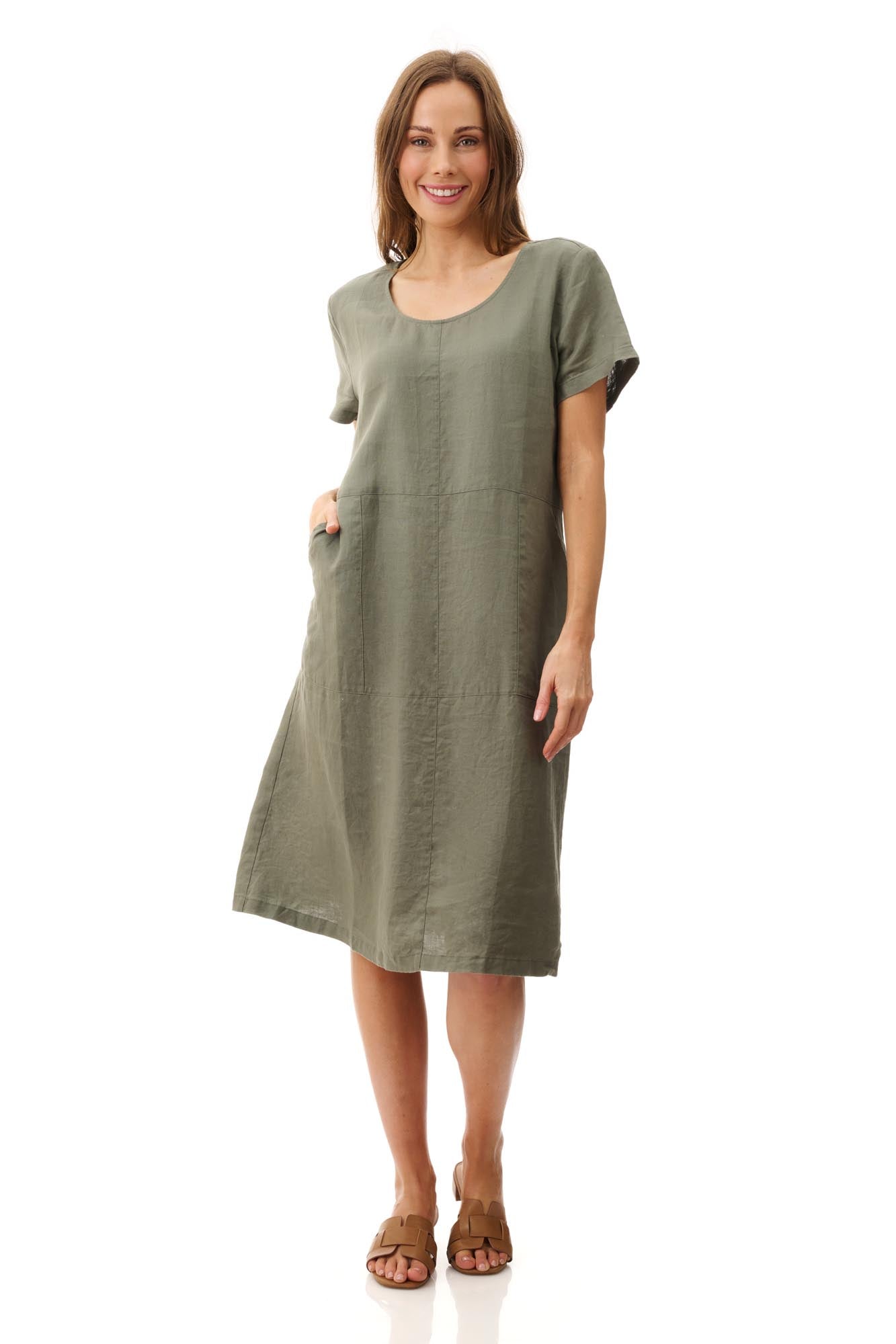 4AL72 - Linen seamed dress