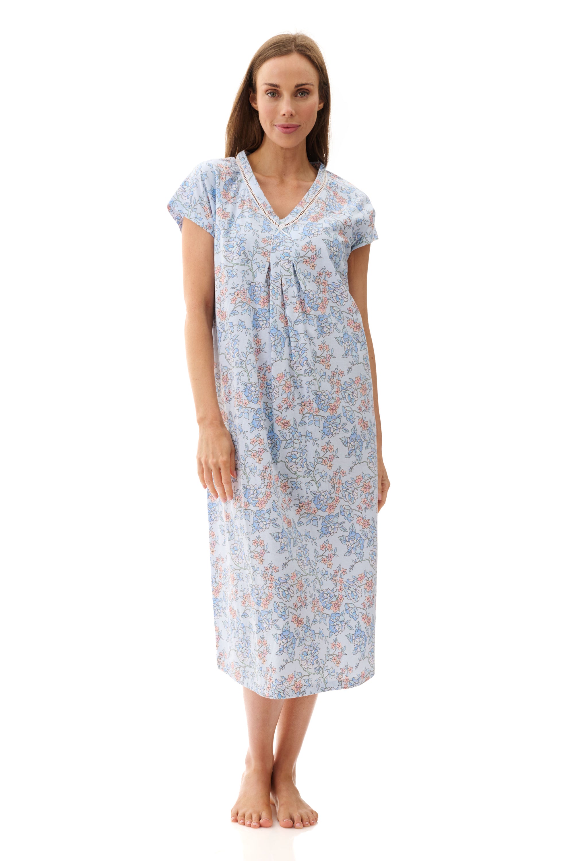 4LP26Q - Cap sleeve mid nightie