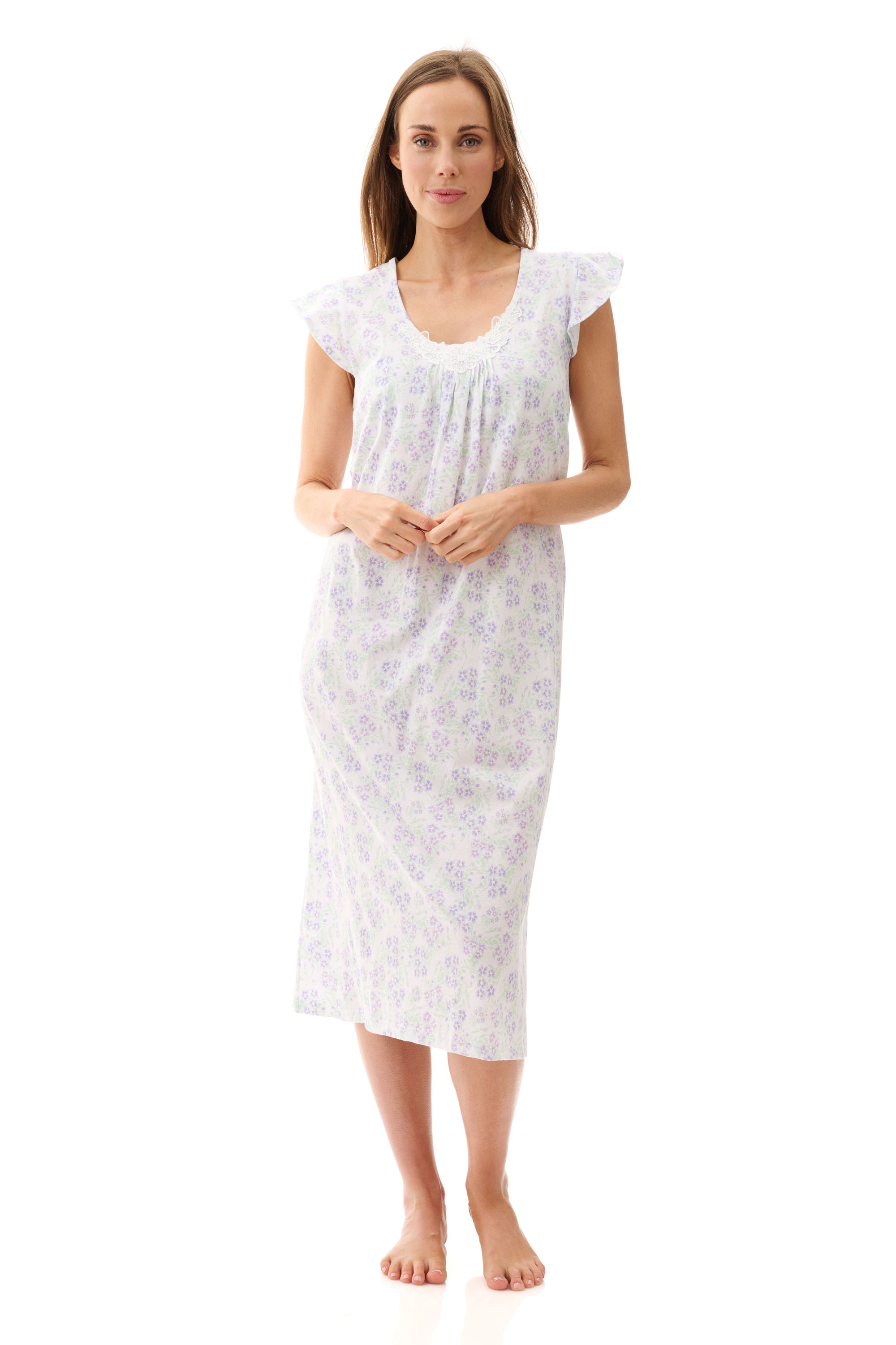 4LP53S - Flutter sleeve mid nightie