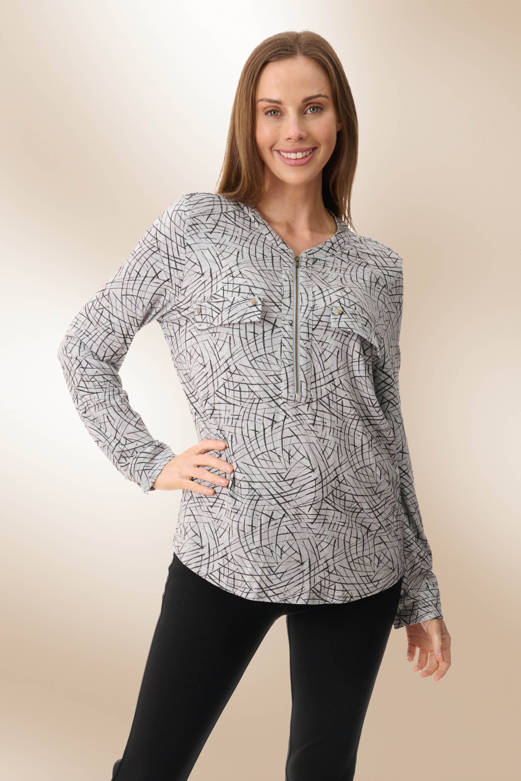 5KK04S - Serle zip neck top