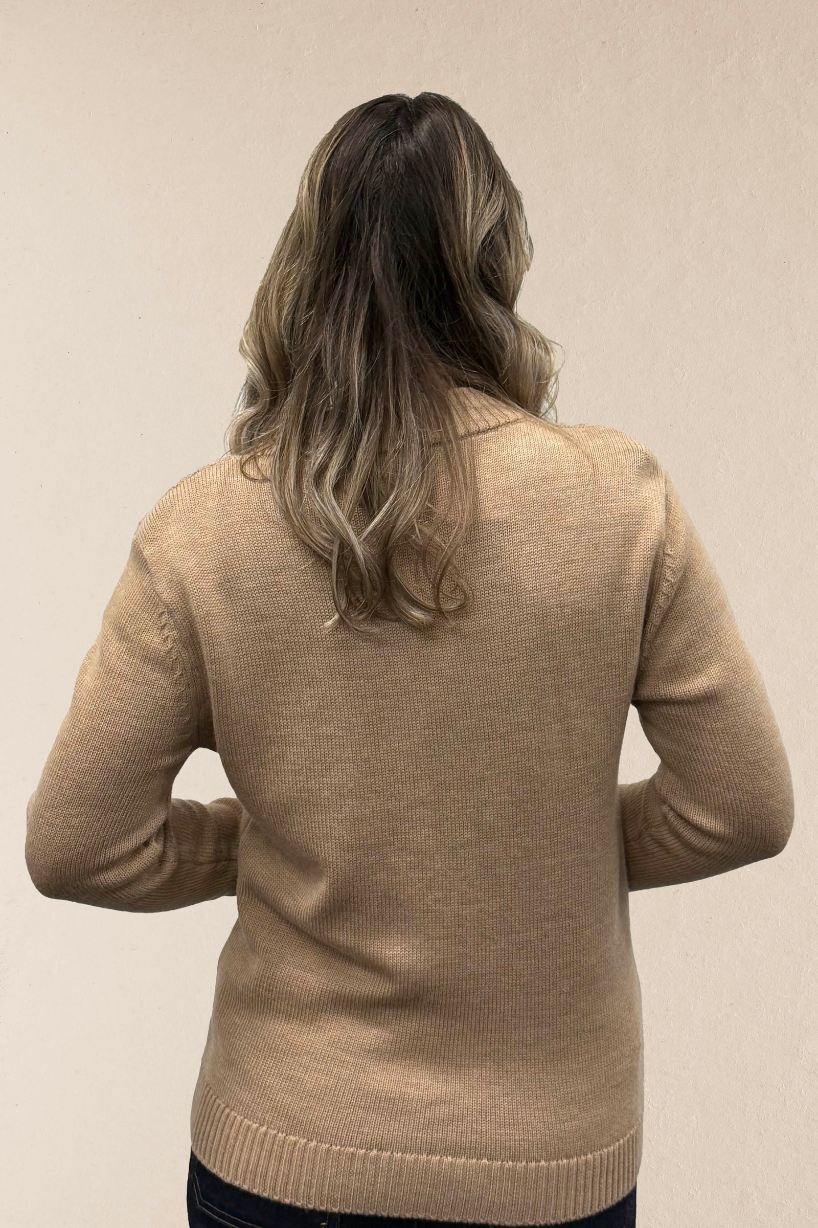 V-neck cable cardigan