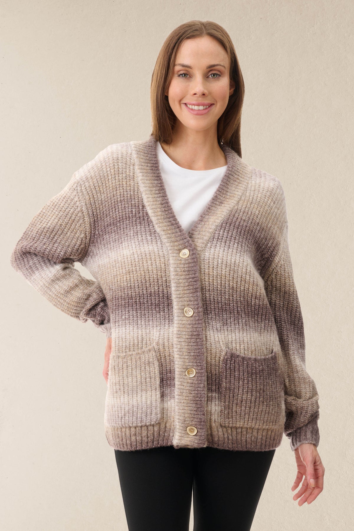 5QE304 - Rib knit cardigan