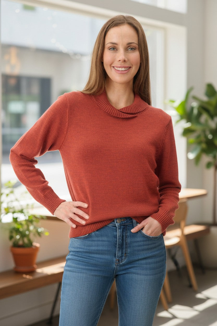 Crossover neck jumper