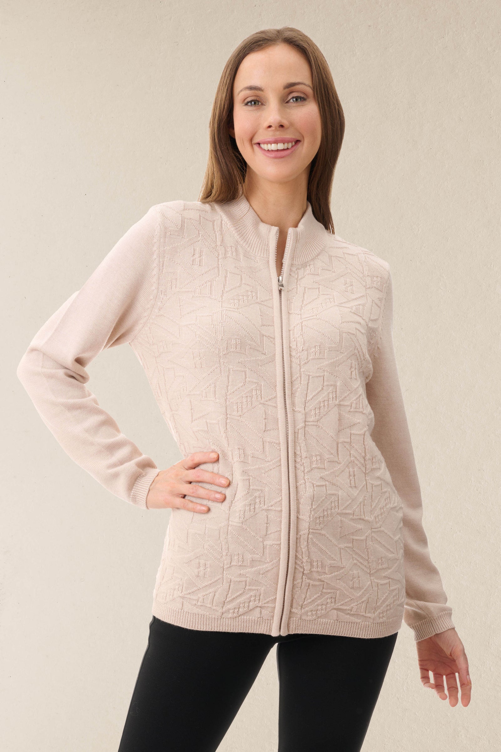 5WL522 - Pattern zip cardigan