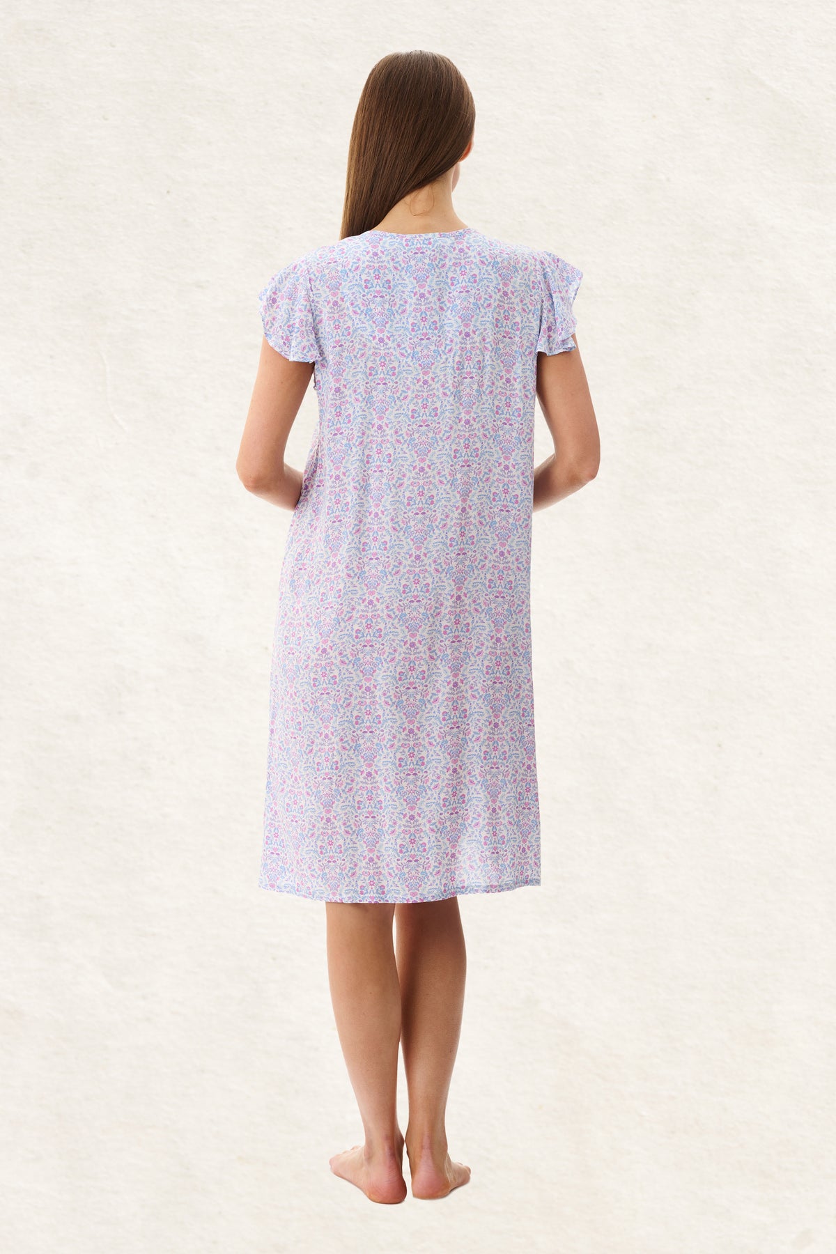 6AF26P - Pearl Flutter Sleeve Short Nightie