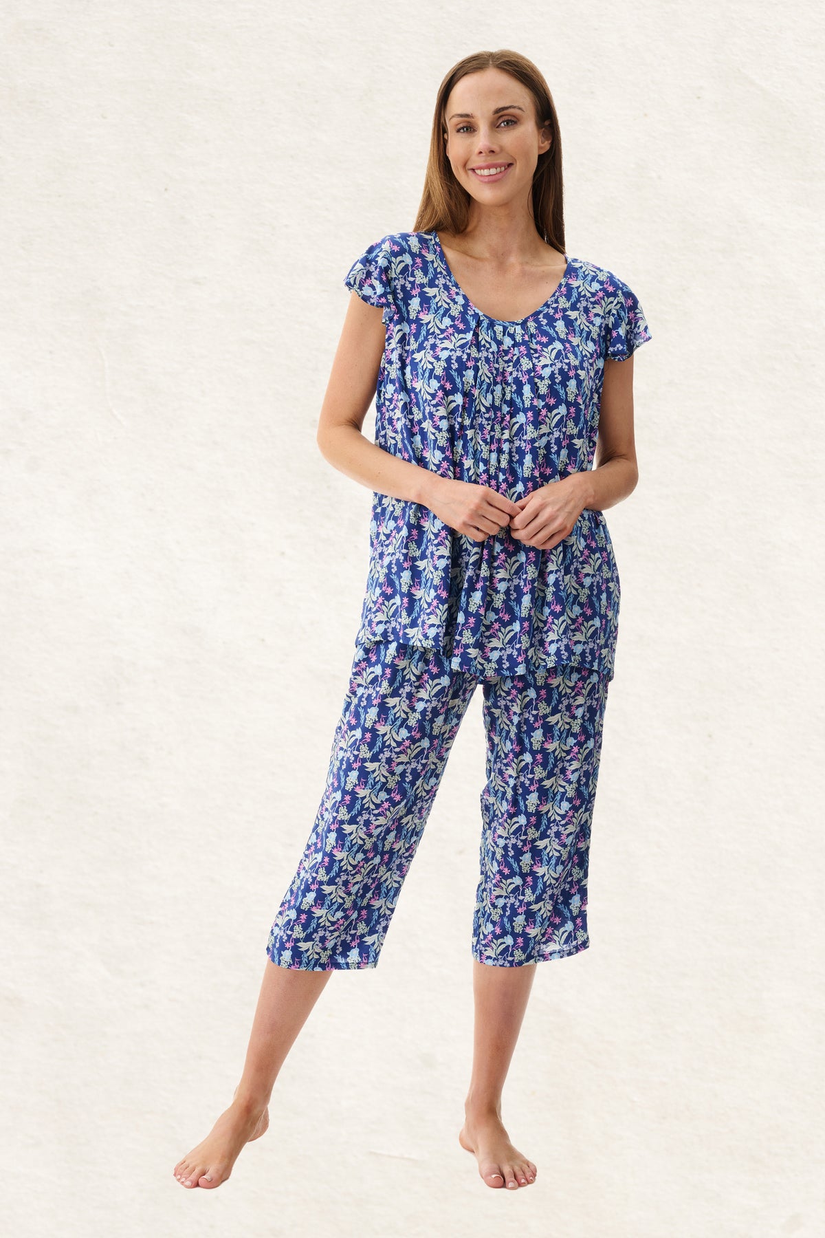 6AF35M - Maria Flutter Sleeve Capri Pyjama