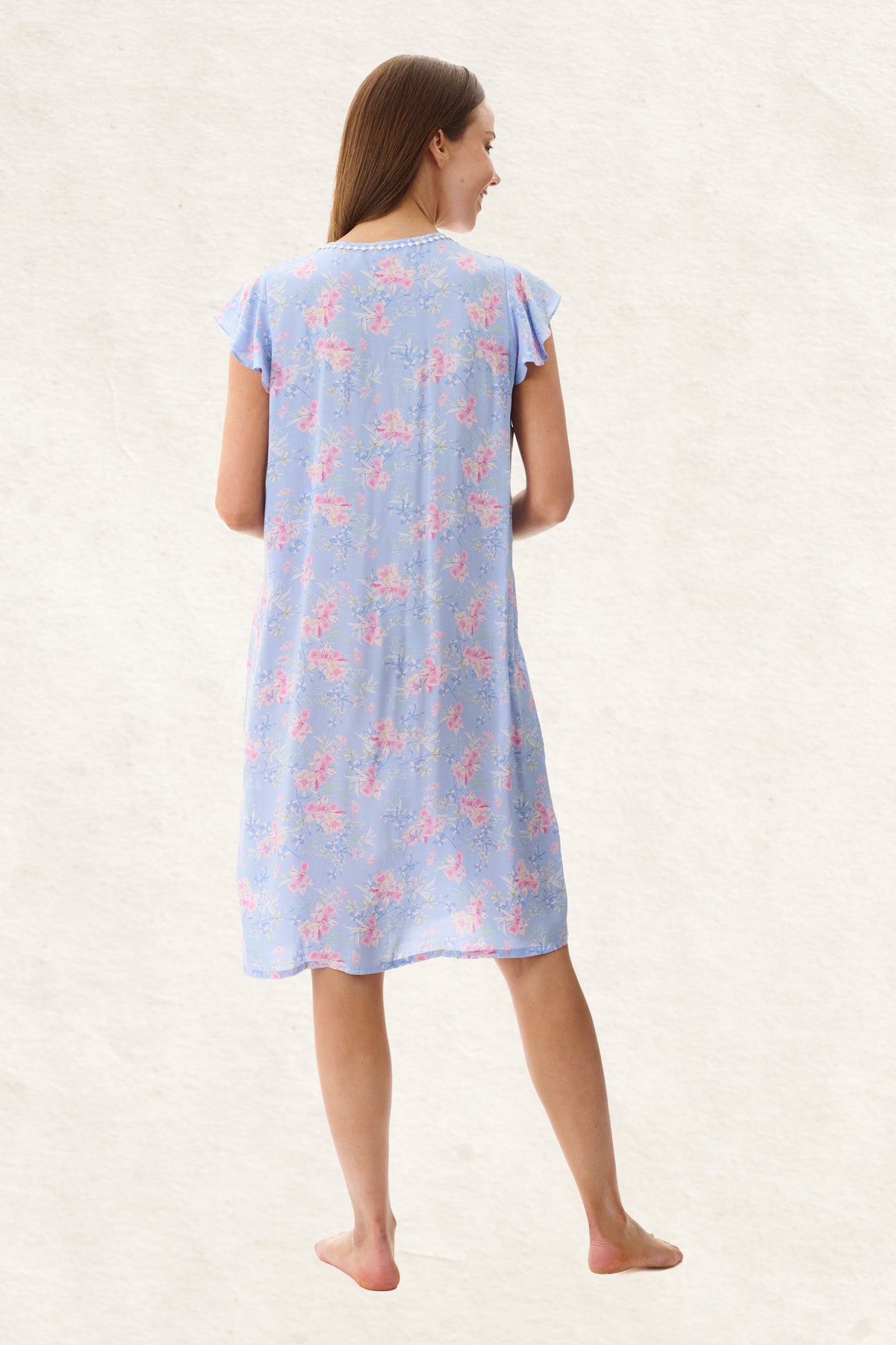 6AF42J - Jessica Flutter Sleeve Short Nightie