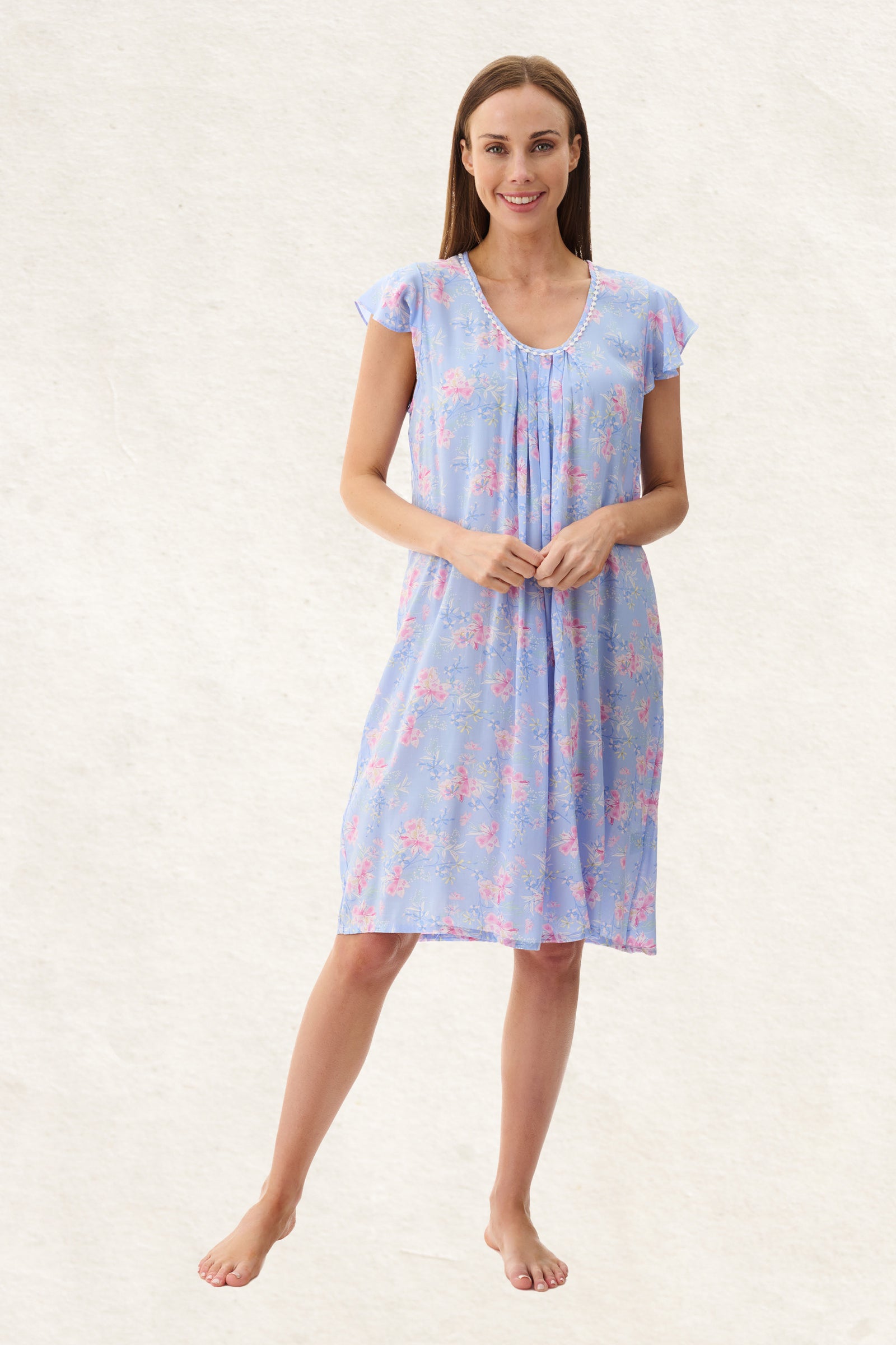 6AF42J - Jessica Flutter Sleeve Short Nightie