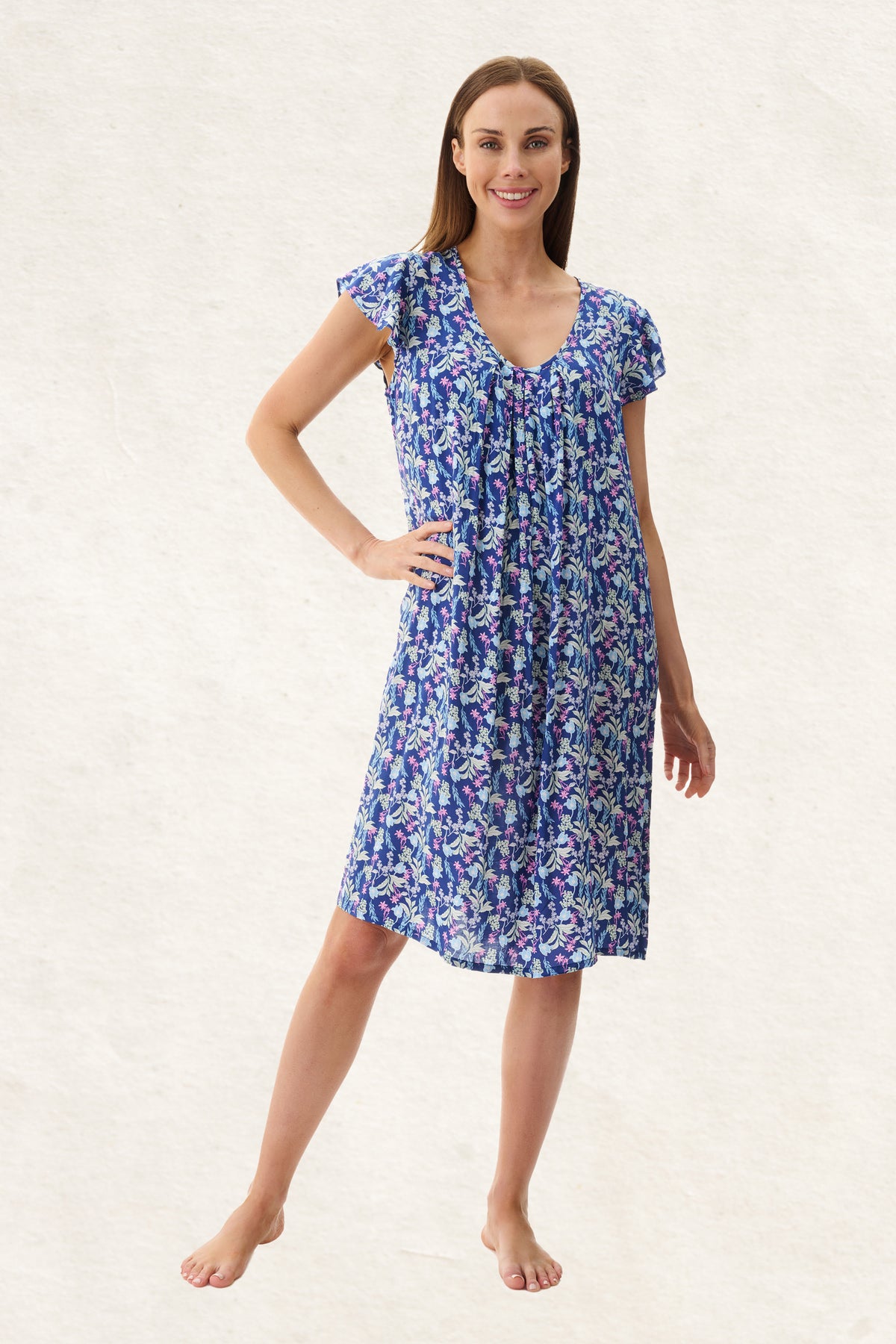 6AF53M - Maria Flutter Sleeve Short Nightie