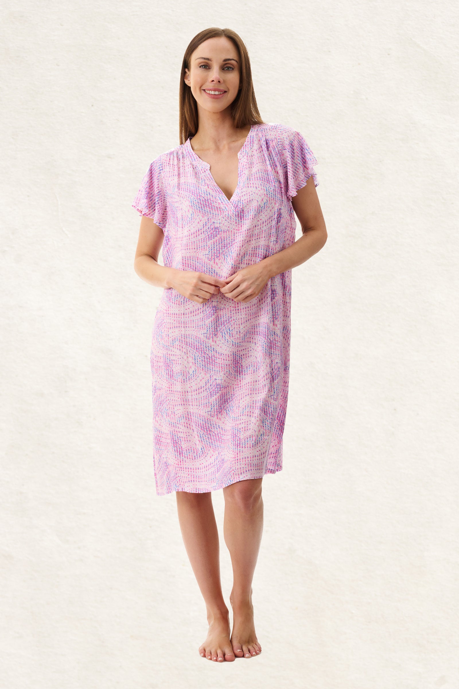 6AF65R - Reese Flutter Sleeve Short Nightie