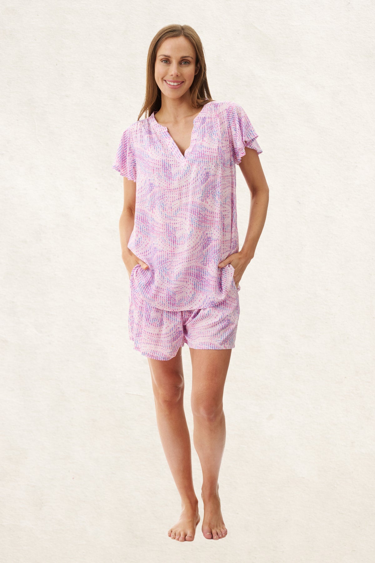 6AF87R - Reese Flutter Sleeve Short Pyjama