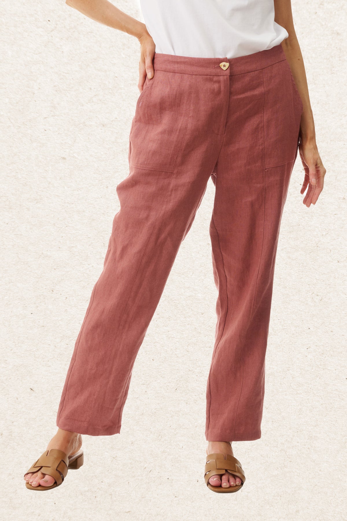 6AL79 - Seamed linen pant