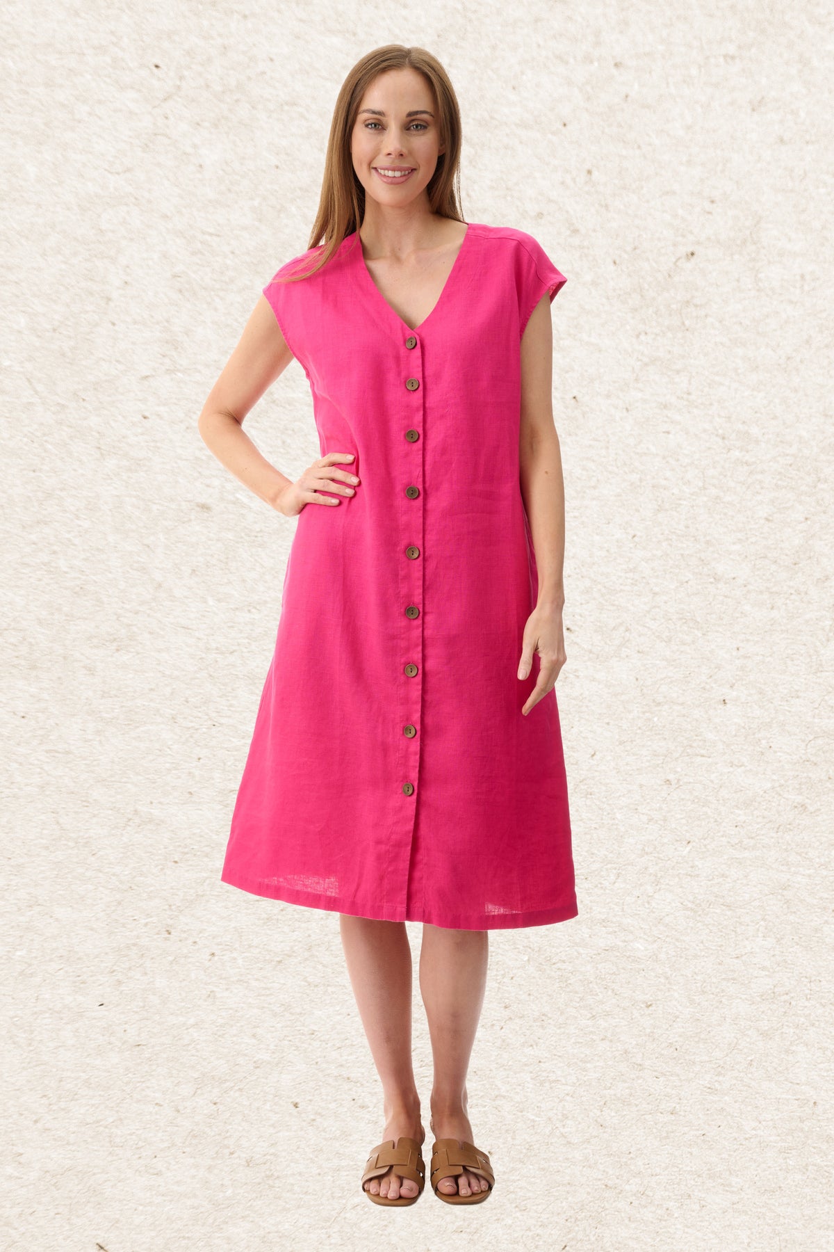 6AL96 - button linen dress