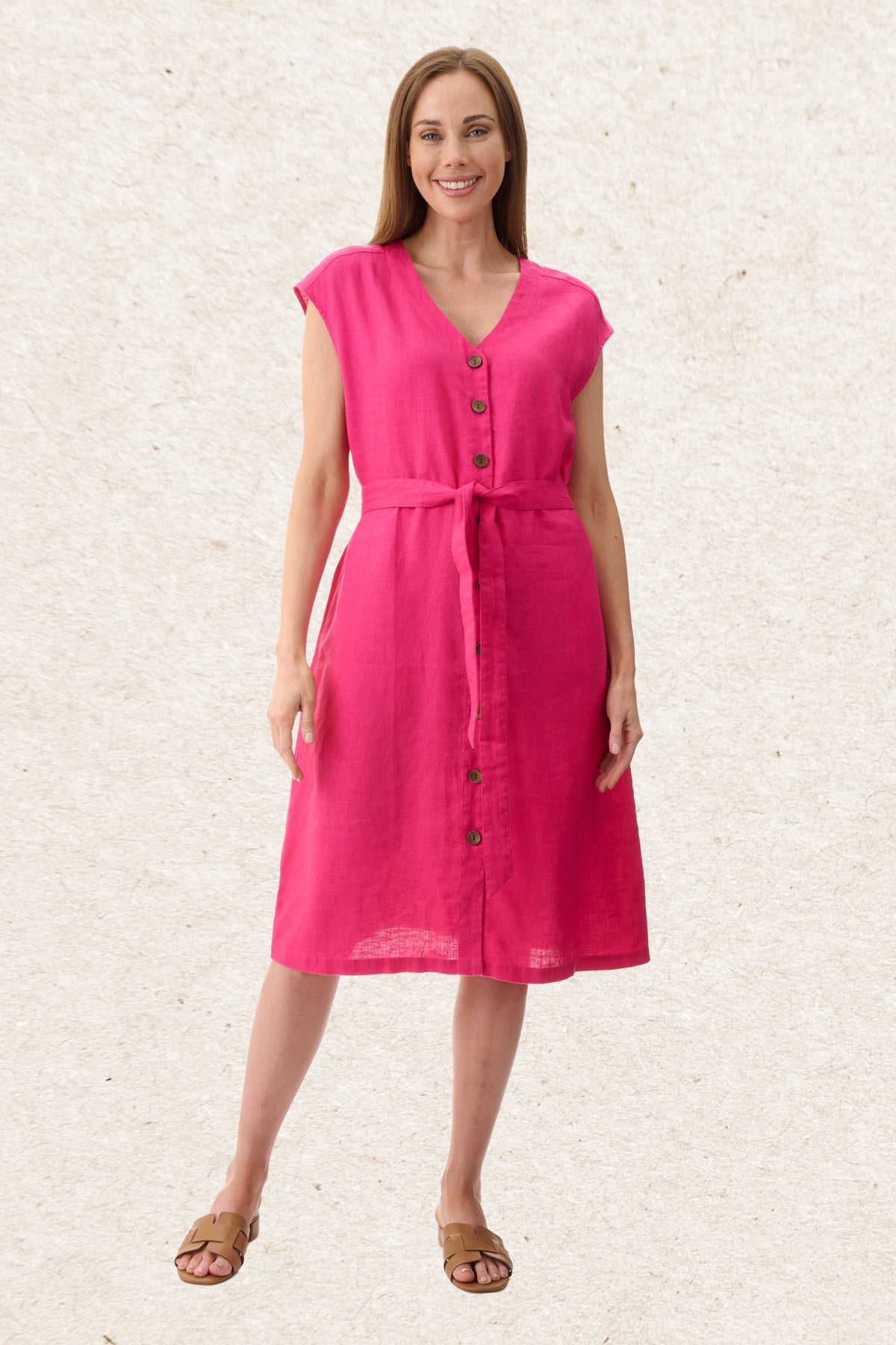 6AL96 - button linen dress