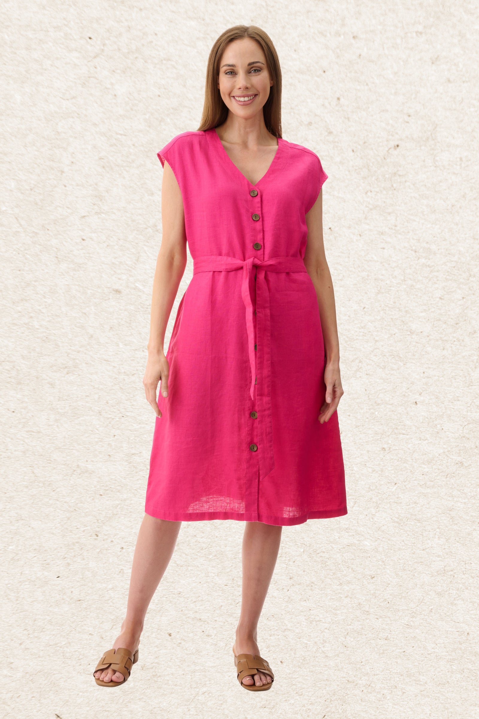 6AL96 - button linen dress