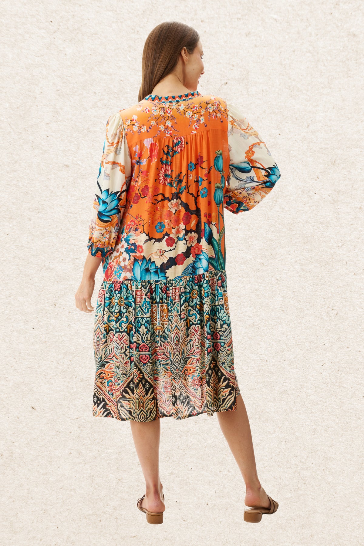 6AR123B - Bromelia print dress