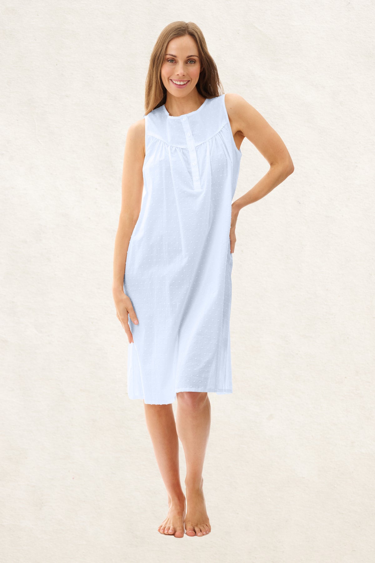 6AS38 - Dobby Sleeveless Short Nightie
