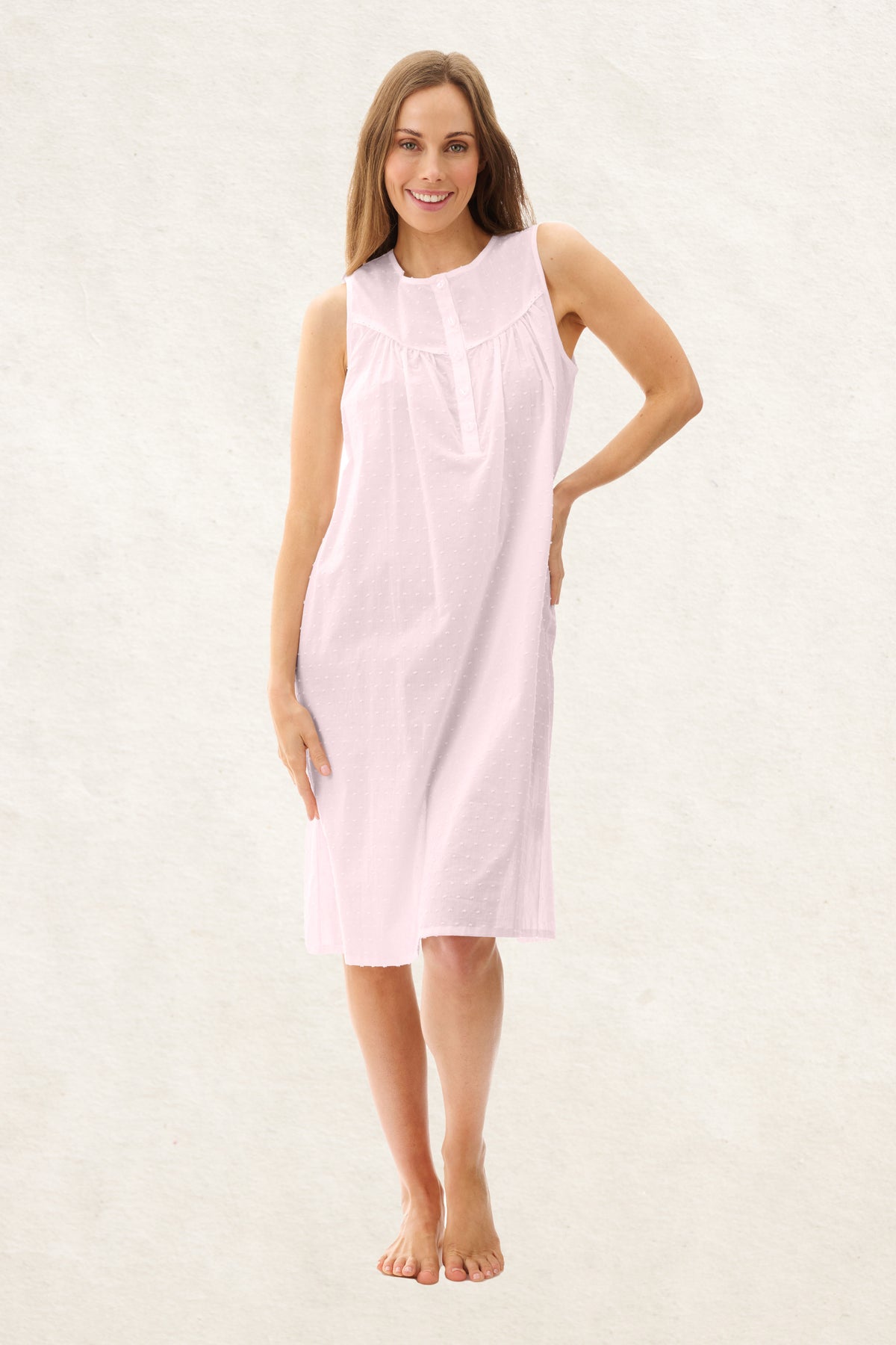 6AS38 - Dobby Sleeveless Short Nightie