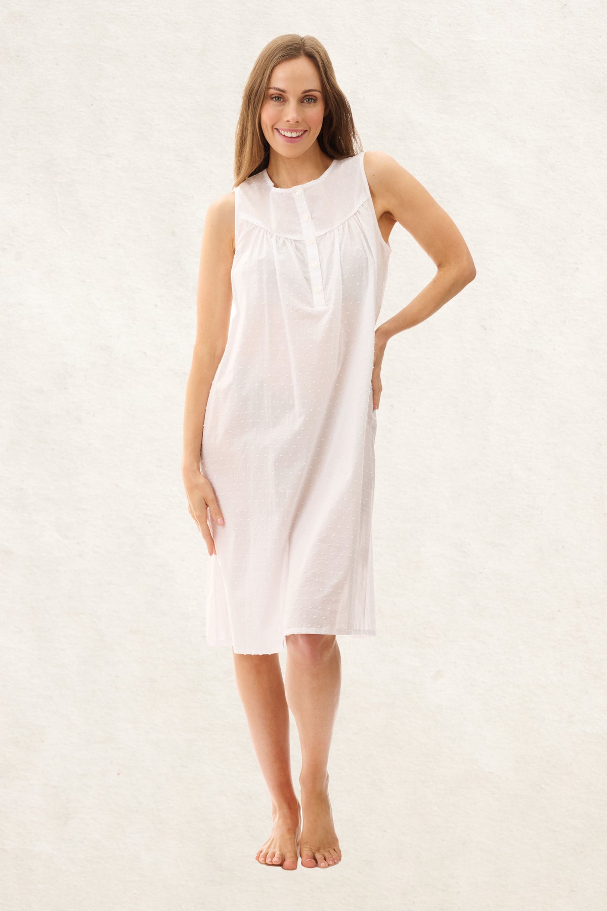 6AS38 - Dobby Sleeveless Short Nightie