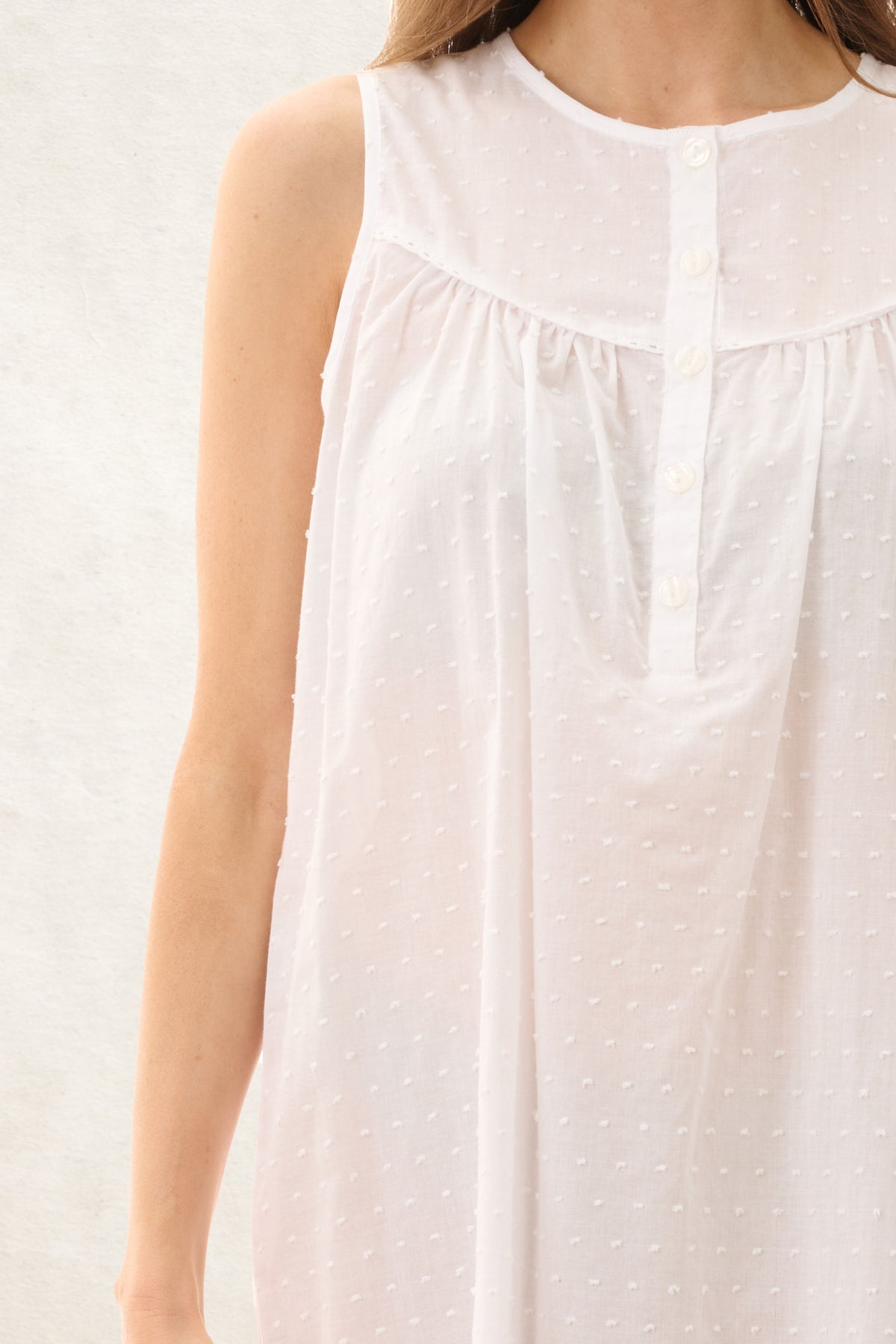 6AS38 - Dobby Sleeveless Short Nightie