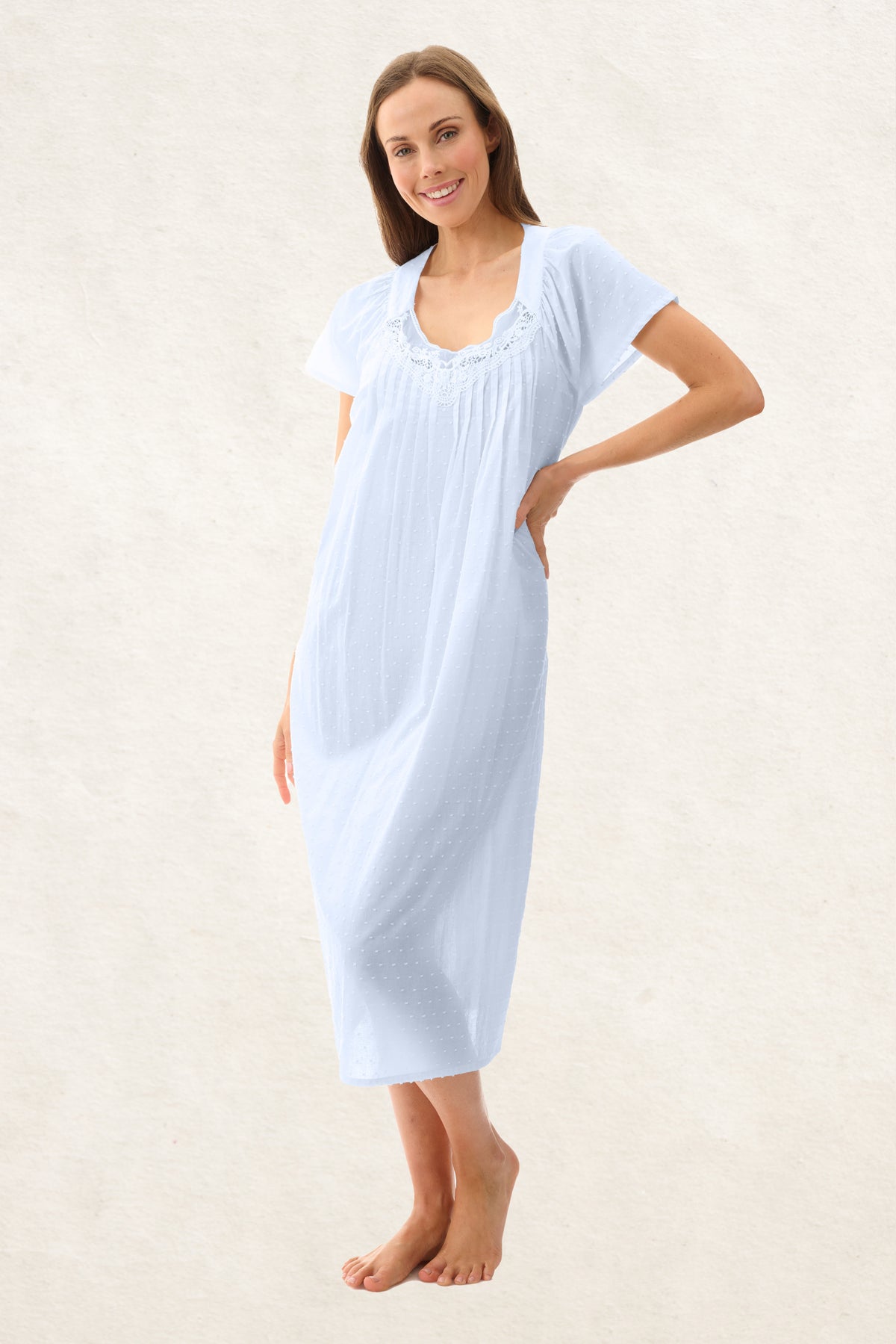 6AS52 - Dobby Mid Length Nightie