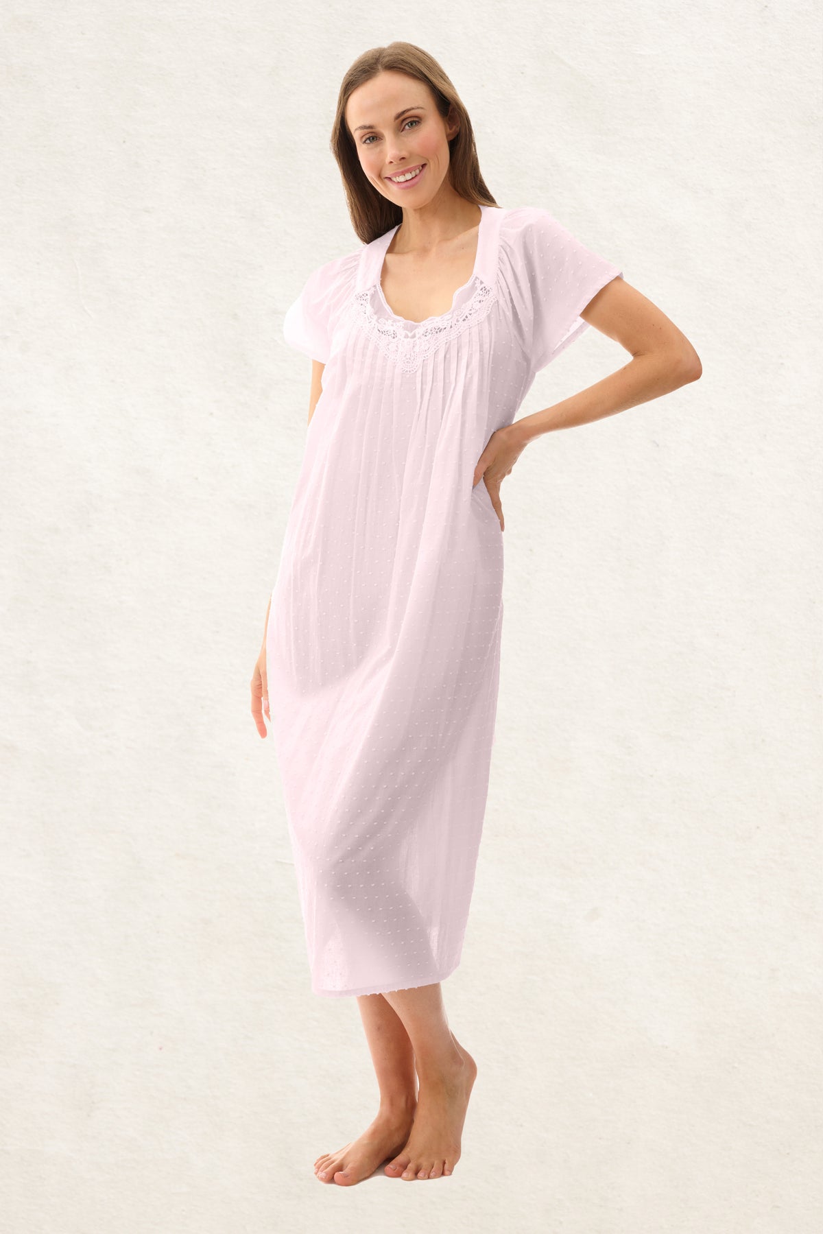 6AS52 - Dobby Mid Length Nightie