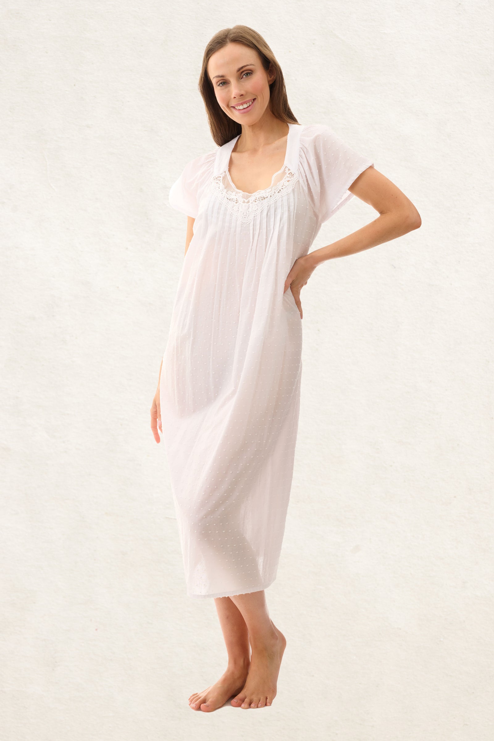 6AS52 - Dobby Mid Length Nightie