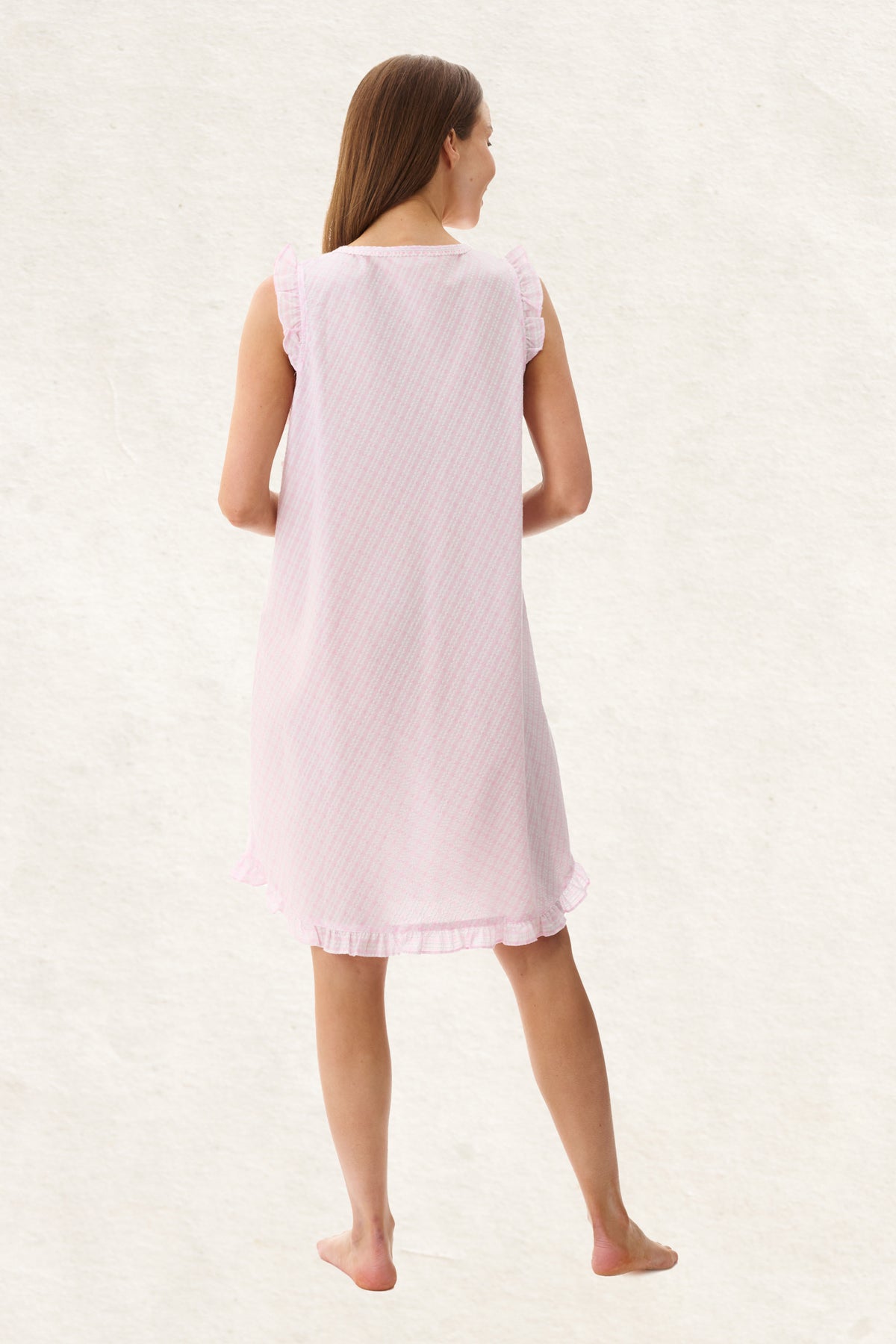 6CH60 - Check Sleeveless Short Nightie