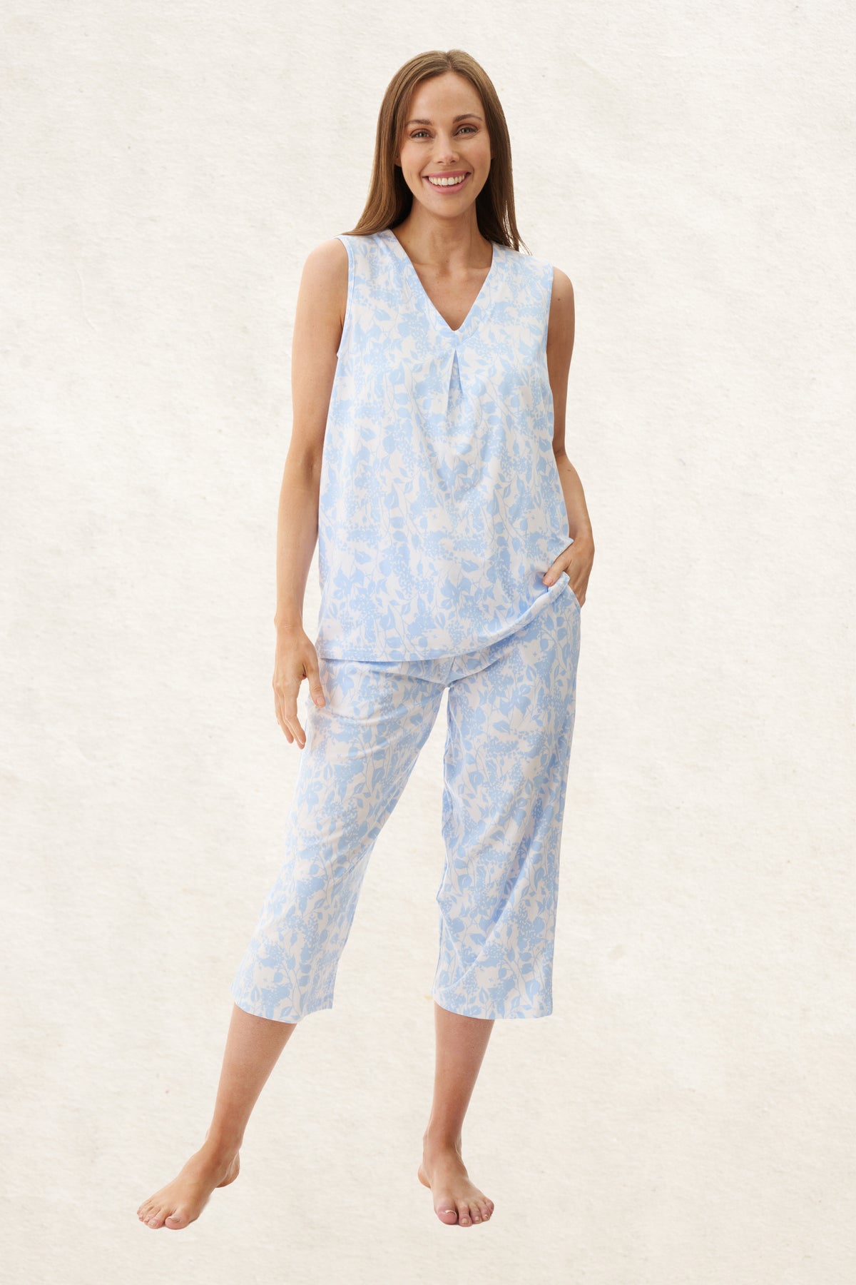 6LB74G - Ginger Sleeeveless Capri Pyjama