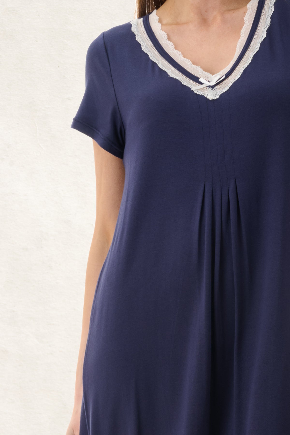 6LE71 - Short Sleeve Short Nightie with Inner Bra