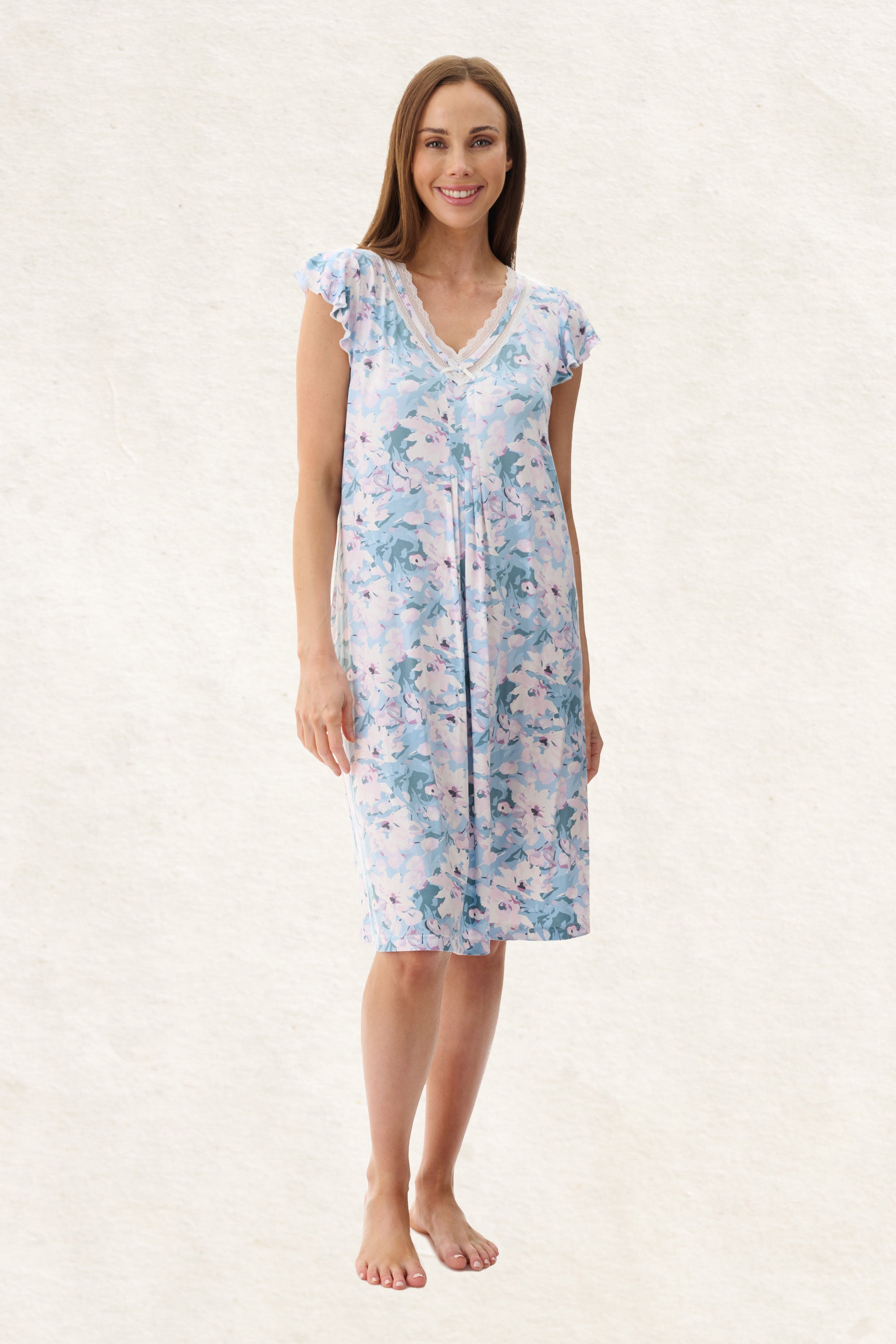 6LG33A - Amelia Flutter Sleeve Short Nightie