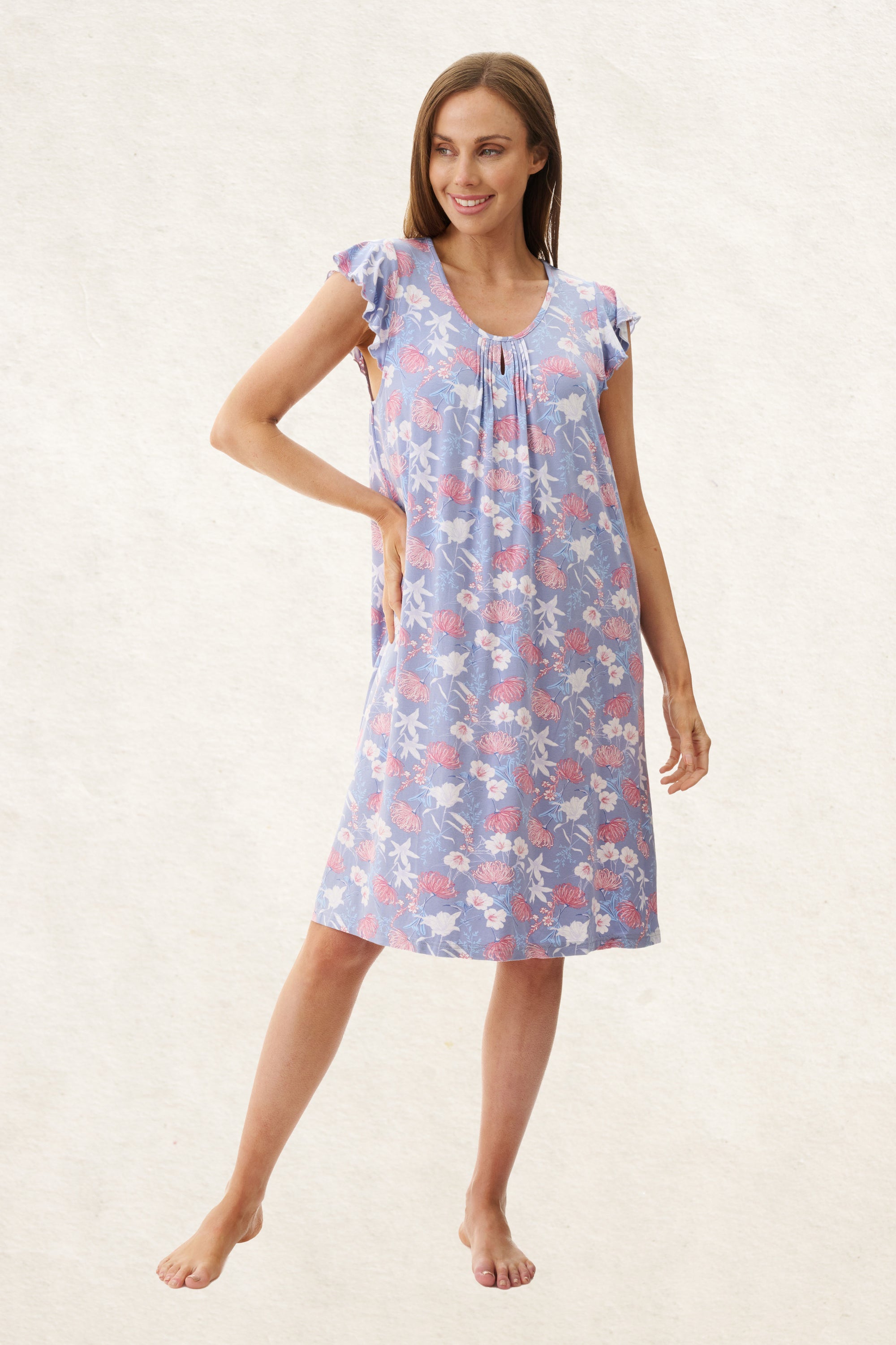 6LG81B - Barbara Flutter Sleeve Short Nightie