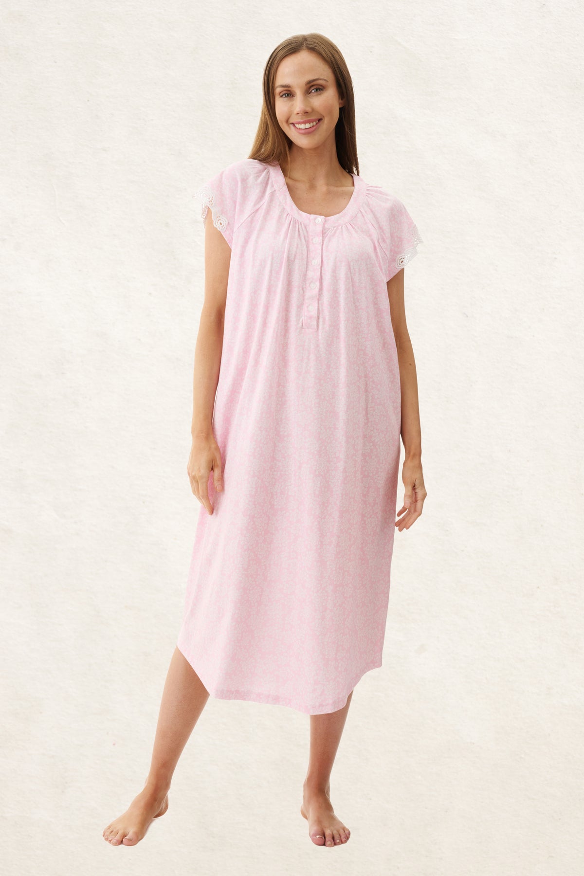 6LP02Q - Quest Cap Sleeve Mid Length Nightie