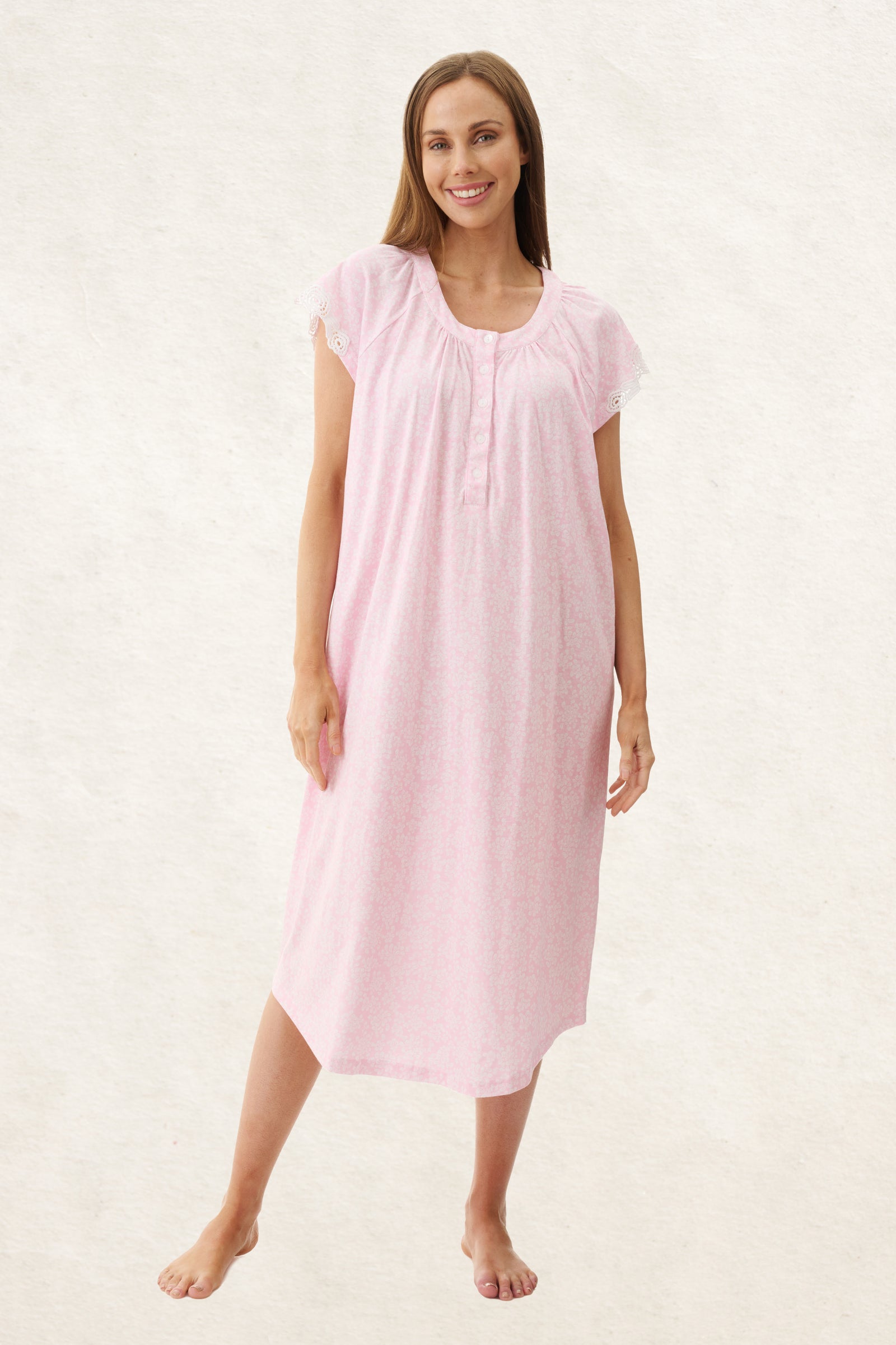 6LP02Q - Quest Cap Sleeve Mid Length Nightie
