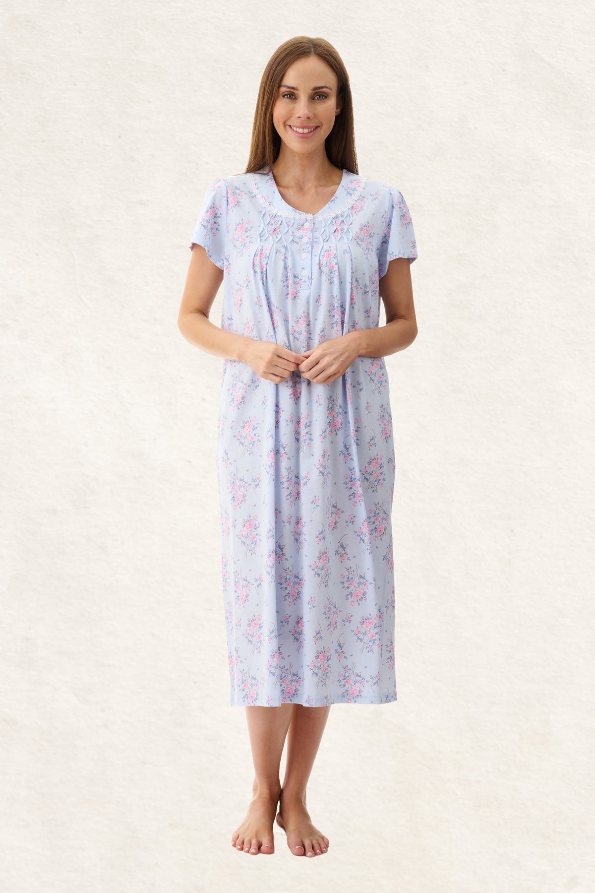 6LP05K - Kym Short Sleeve Mid Length Nightie