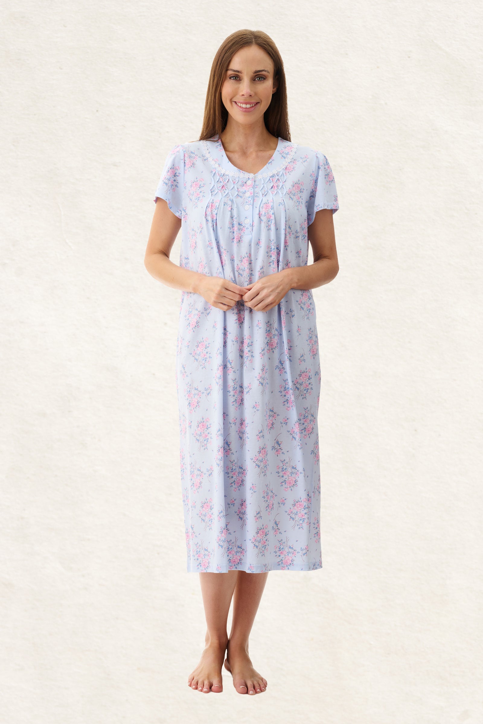 6LP05K - Kym Short Sleeve Mid Length Nightie