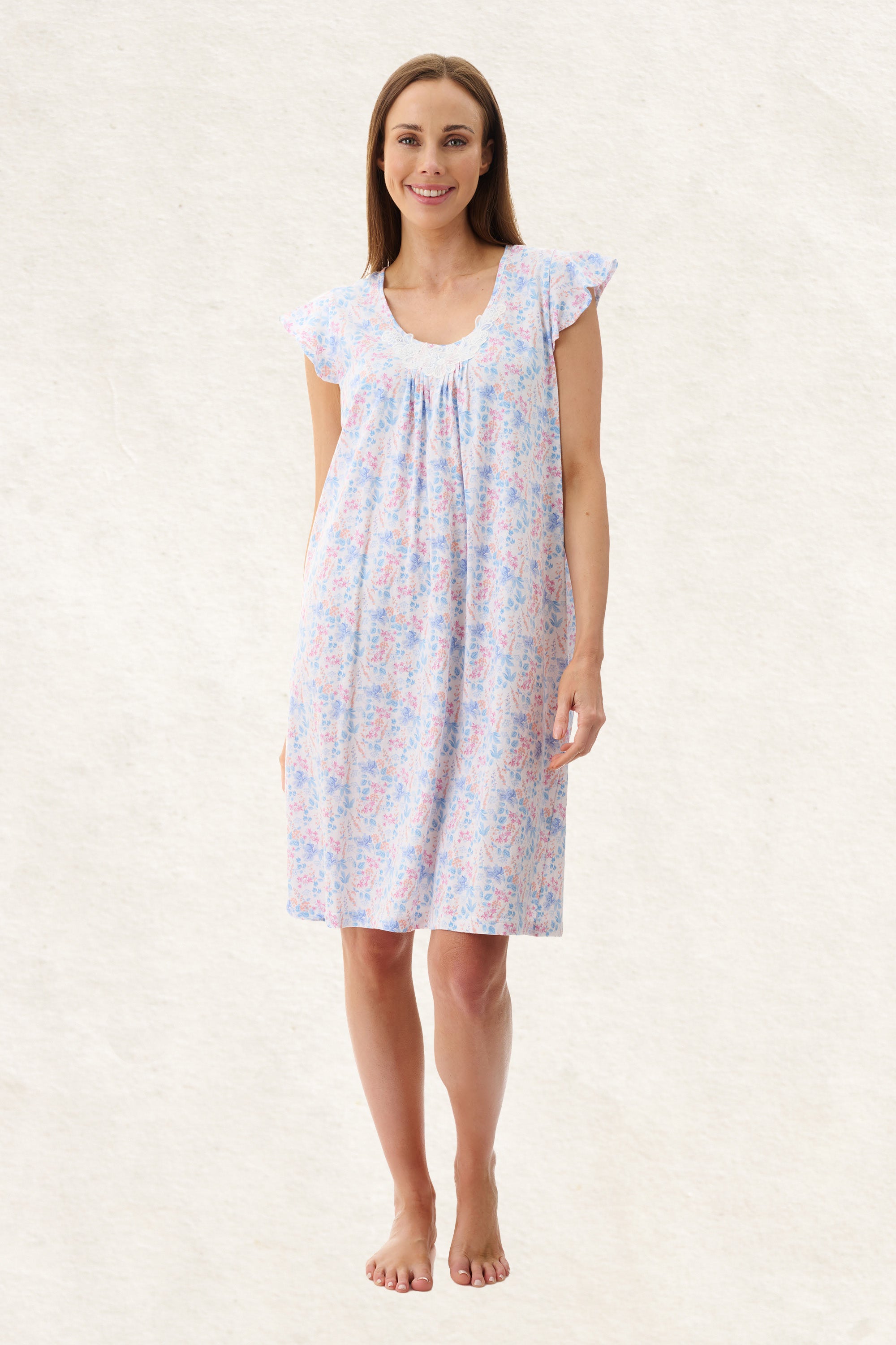 6LP51P - Penny Flutter Sleeve Short Nightie