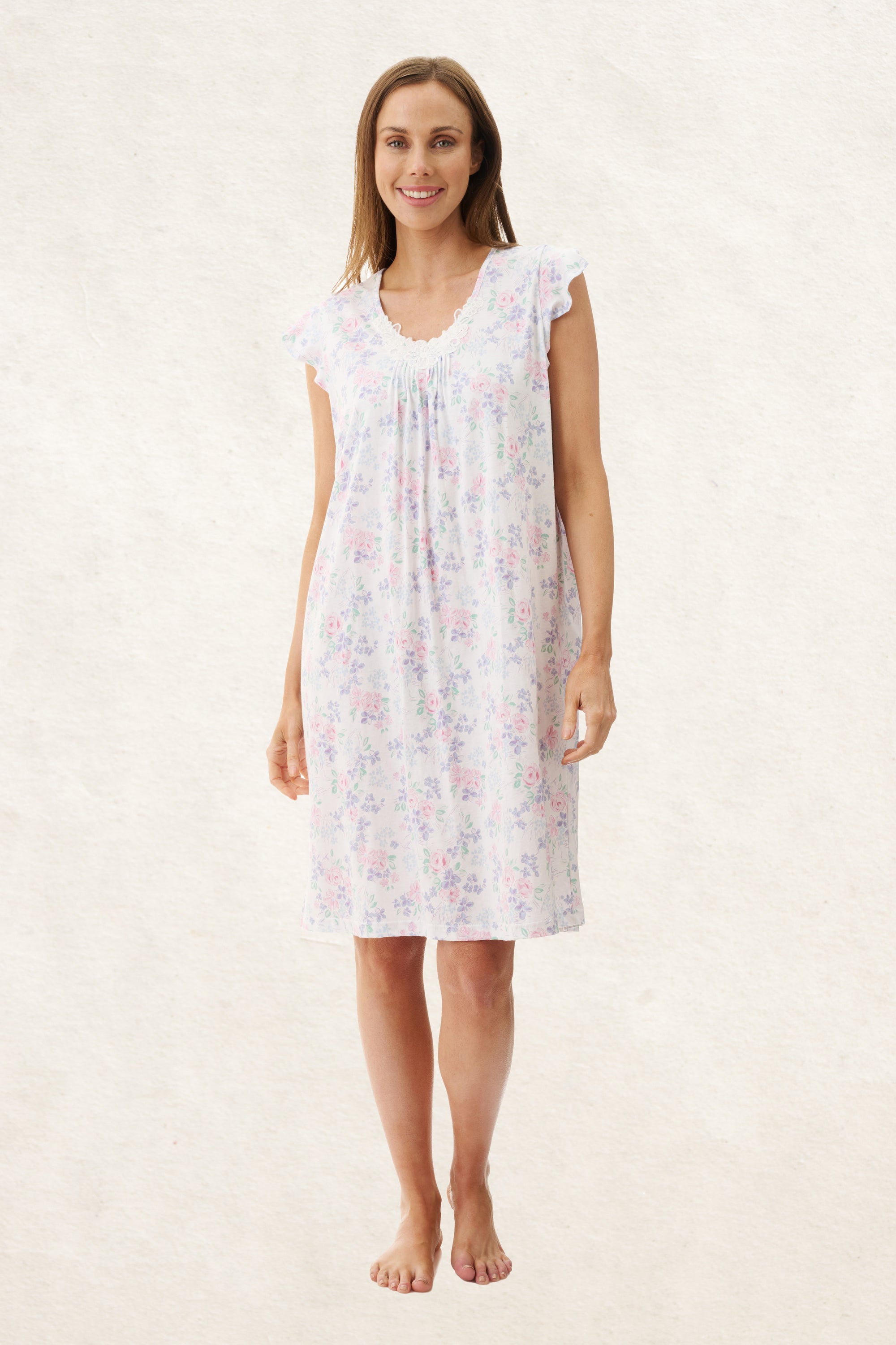 6LP51S - Shirley Flutter Sleeve Short Nightie