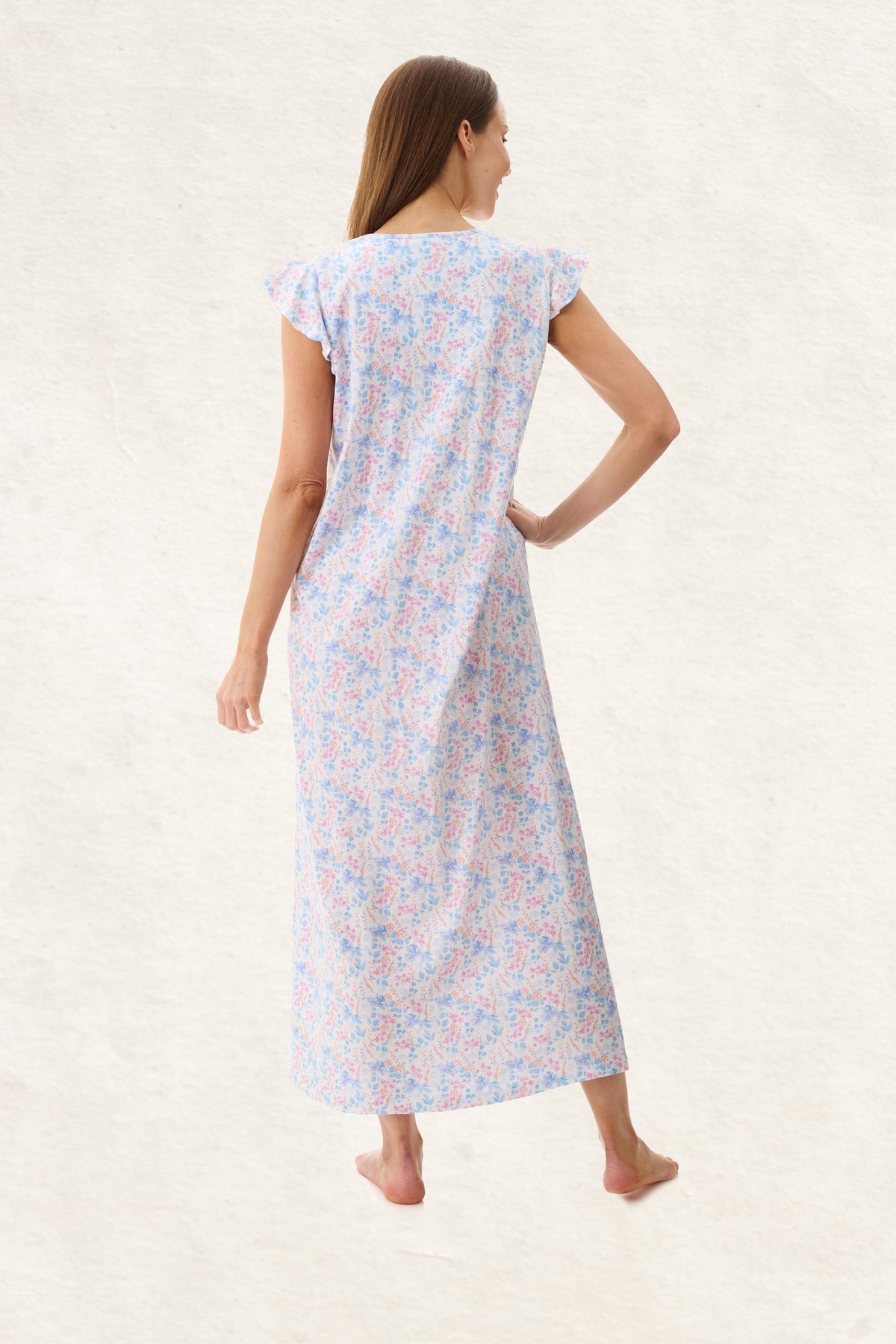 6LP52P - Penny Flutter Sleeve Long Nightie