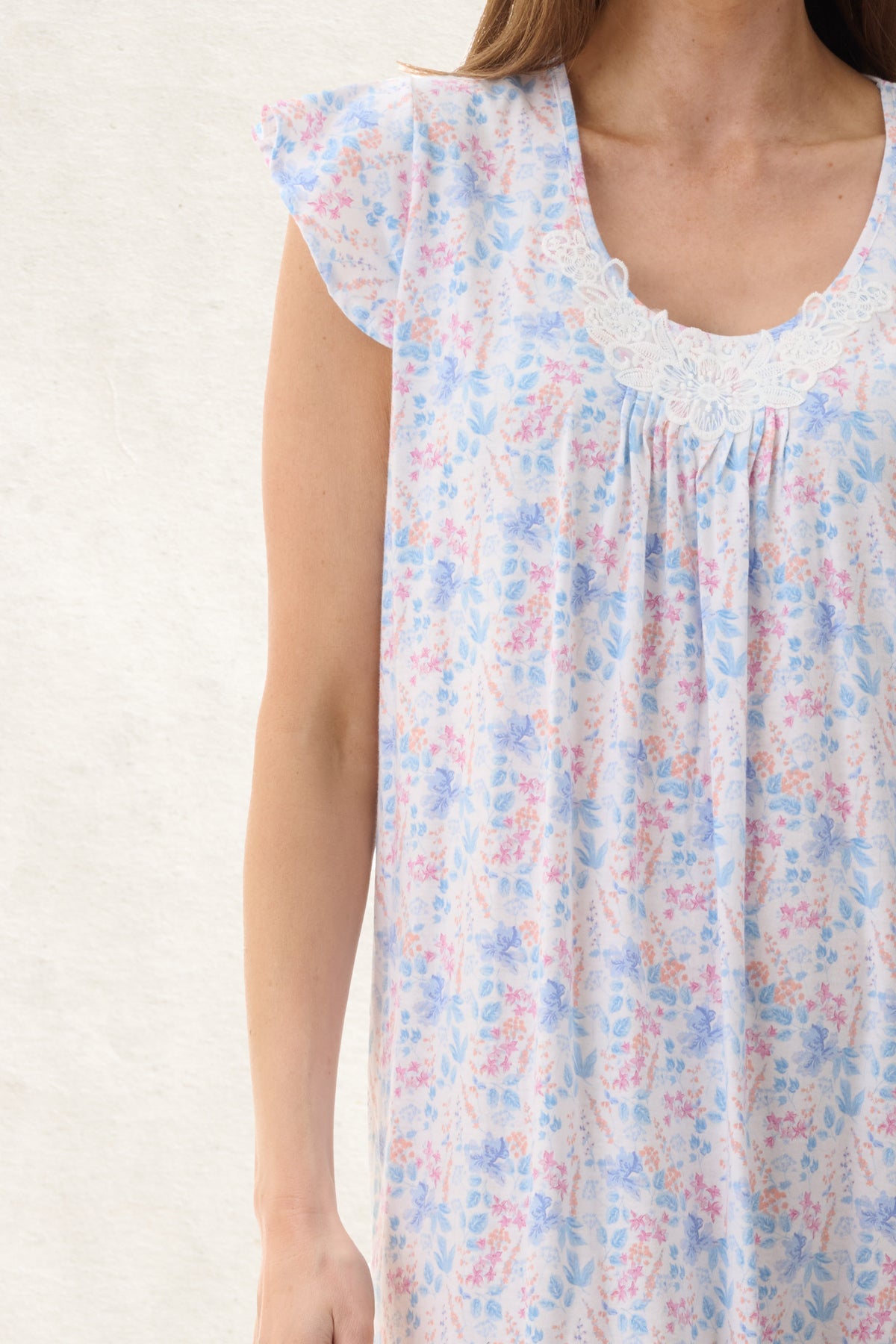 6LP52P - Penny Flutter Sleeve Long Nightie