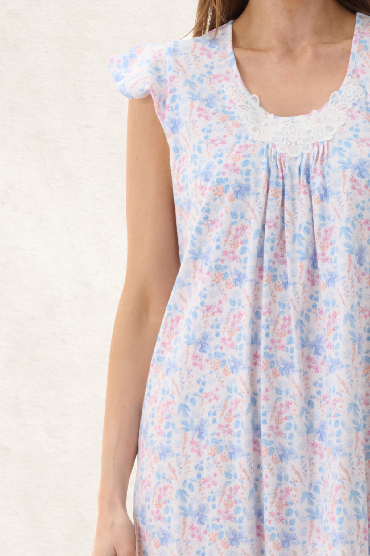 6LP53P - Penny Flutter Sleeve Mid Length Nightie