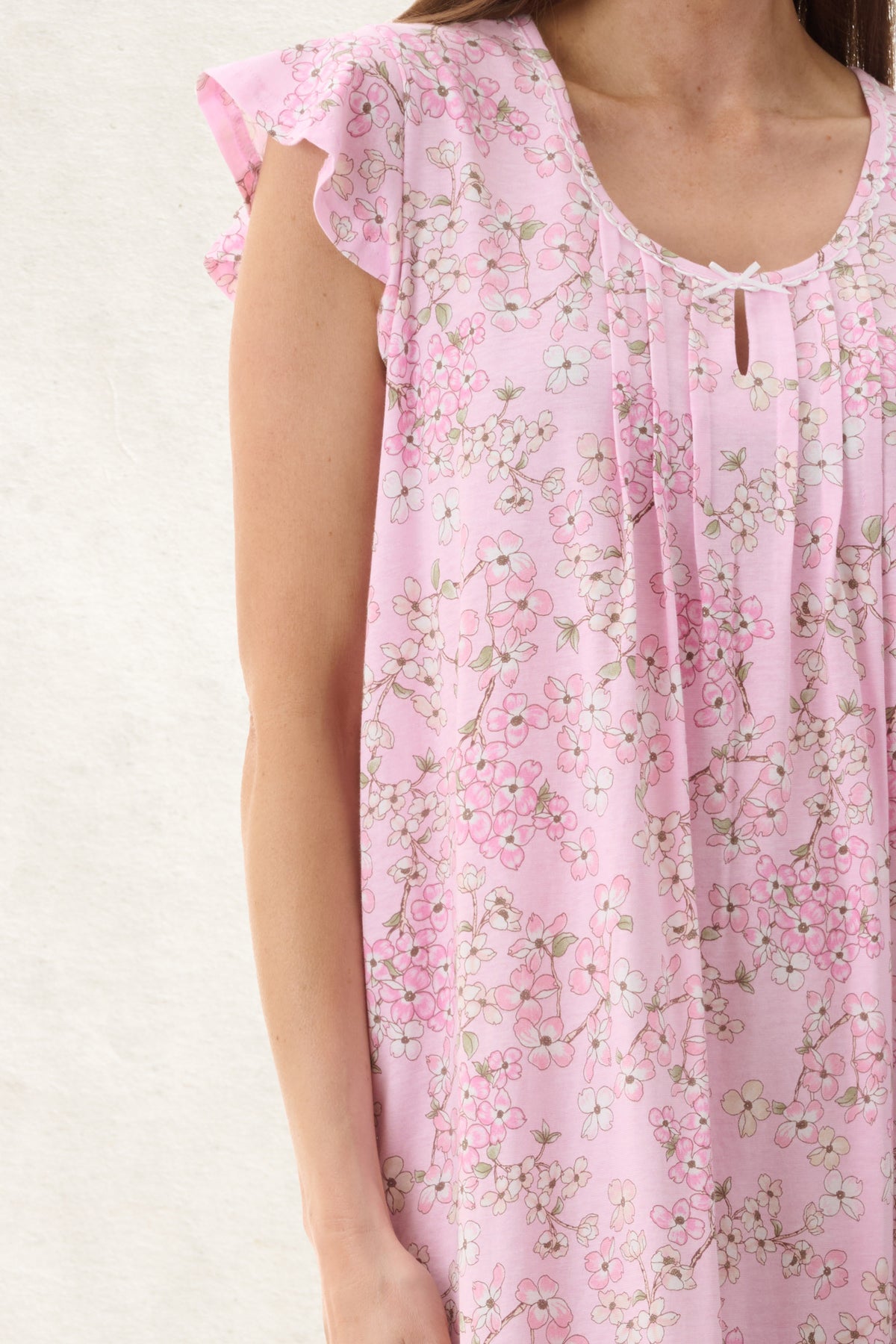 6LP80J - Jemma Flutter Sleeve Mid Length Nightie