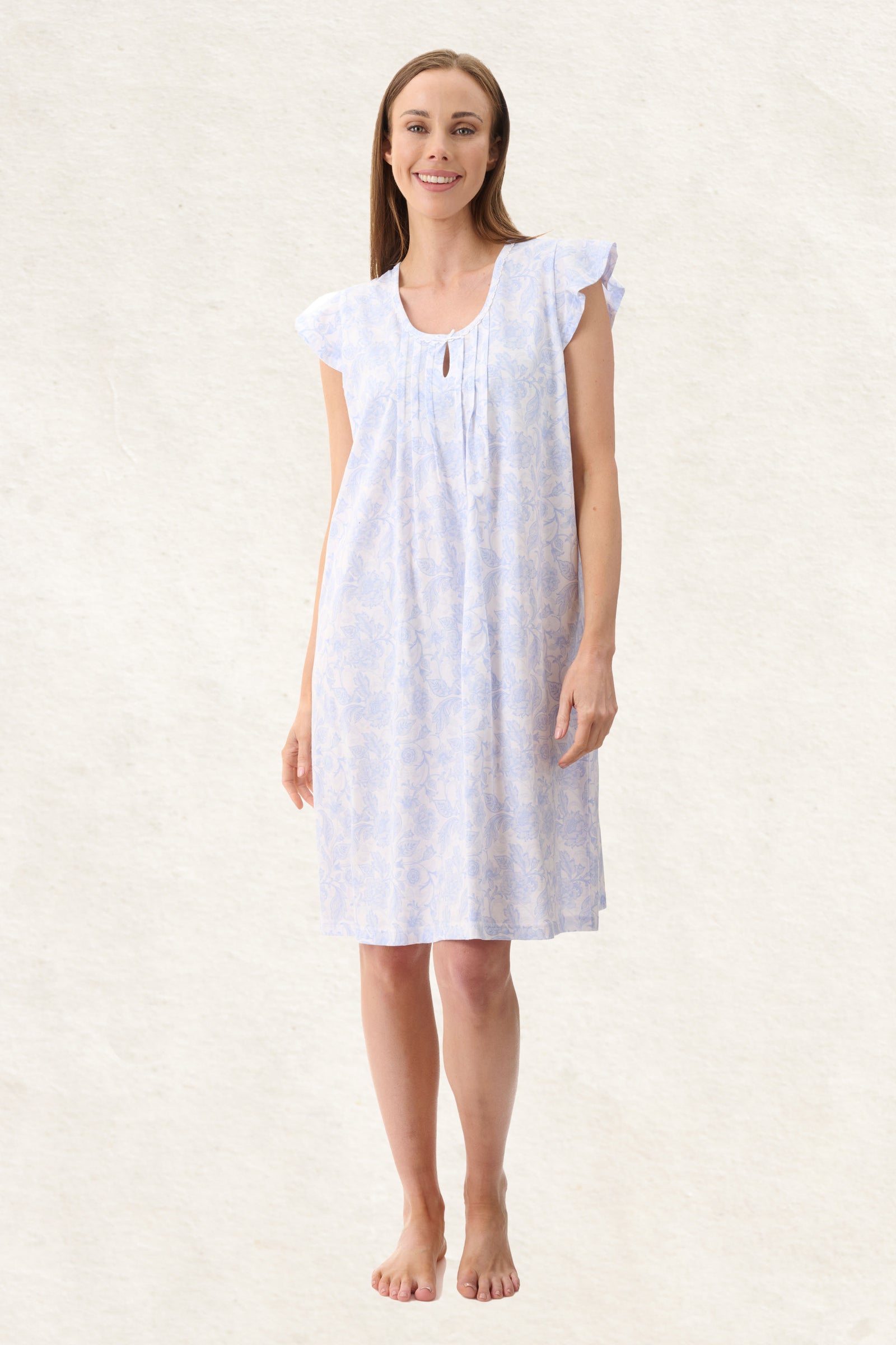 6LP81W - Wesley Flutter Sleeve Short Nightie