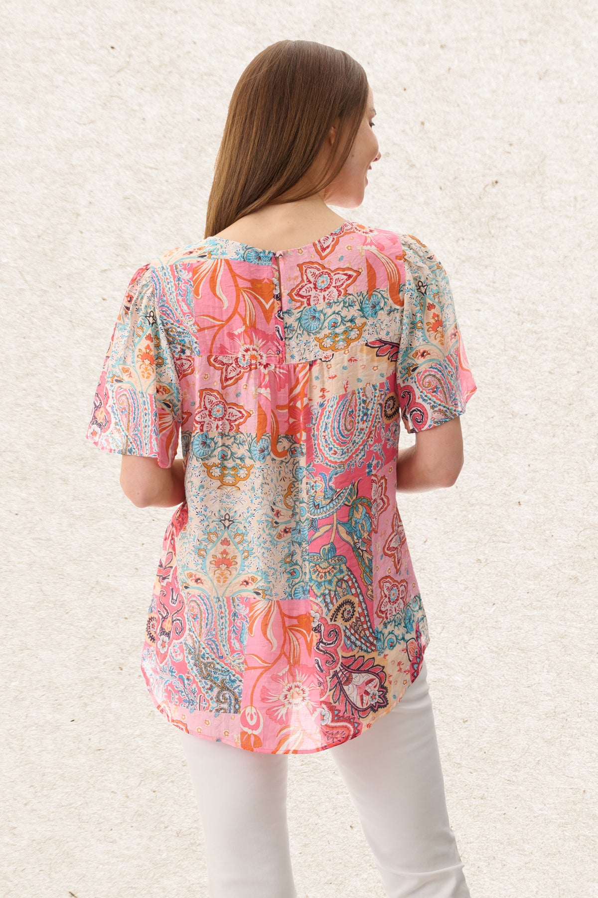 6MB04B - Blossom flounce sleeve top