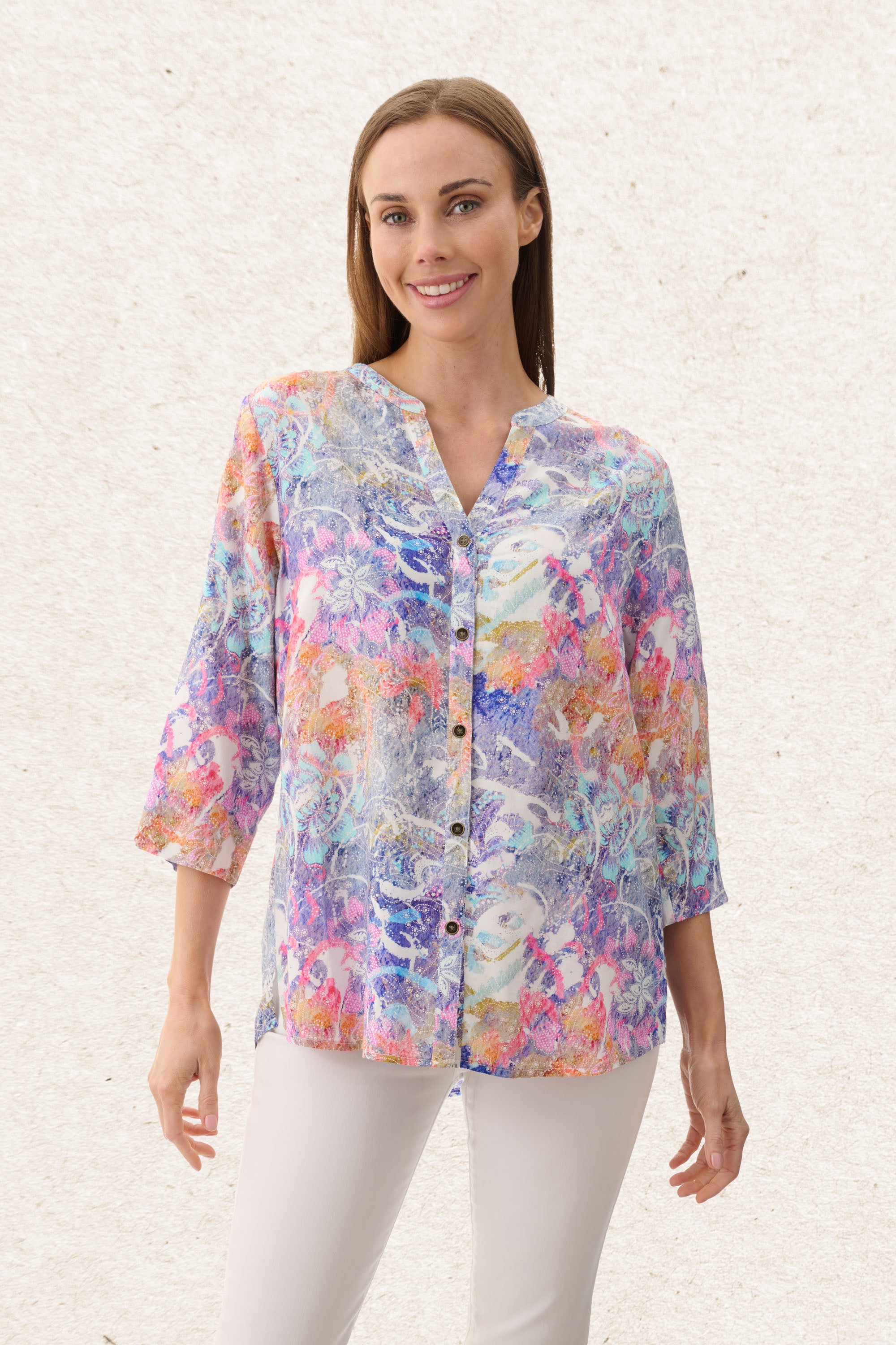 6MR37G - Geranium 3/4 sleeve shirt