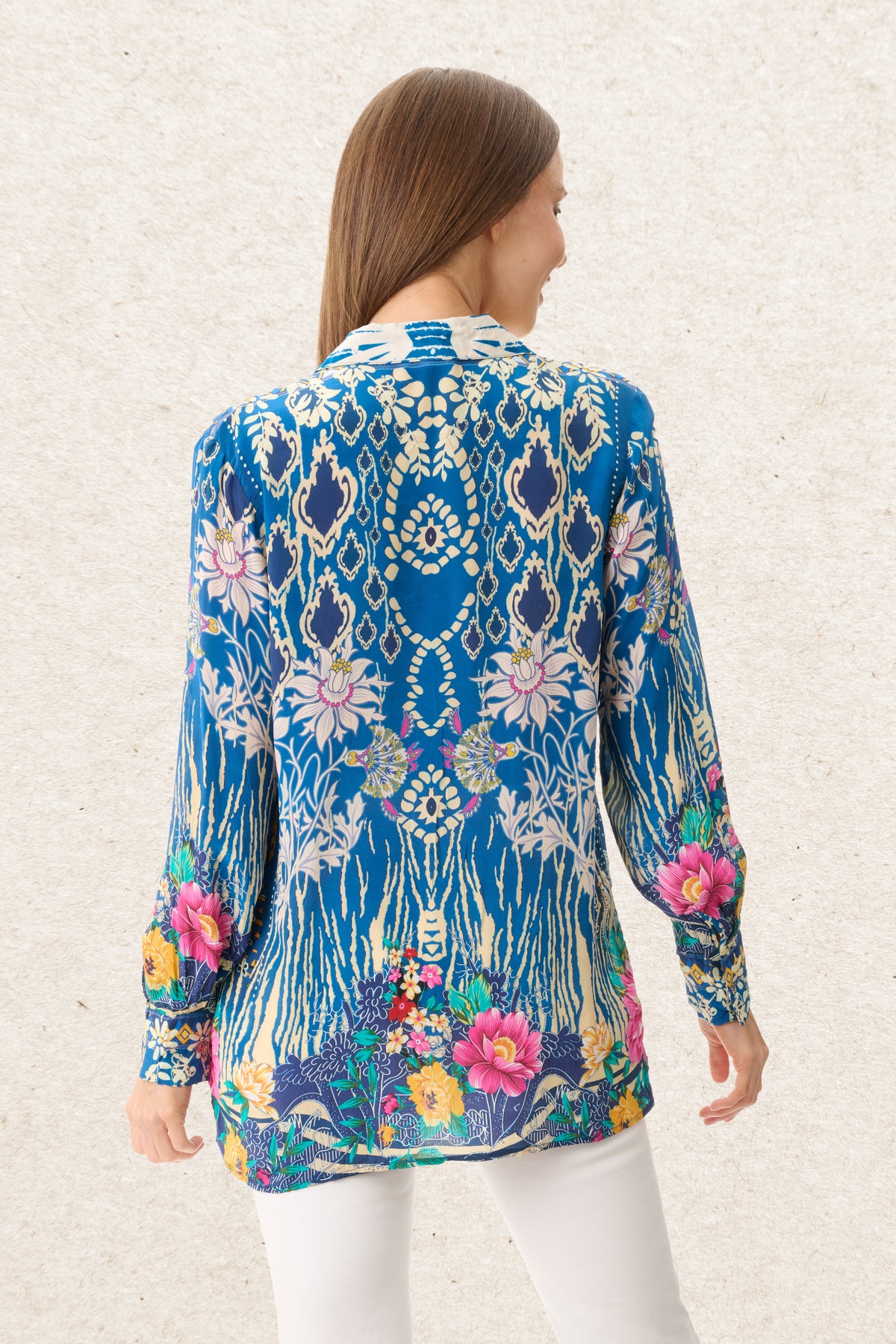 6MV101N - Nettle print relaxed shirt