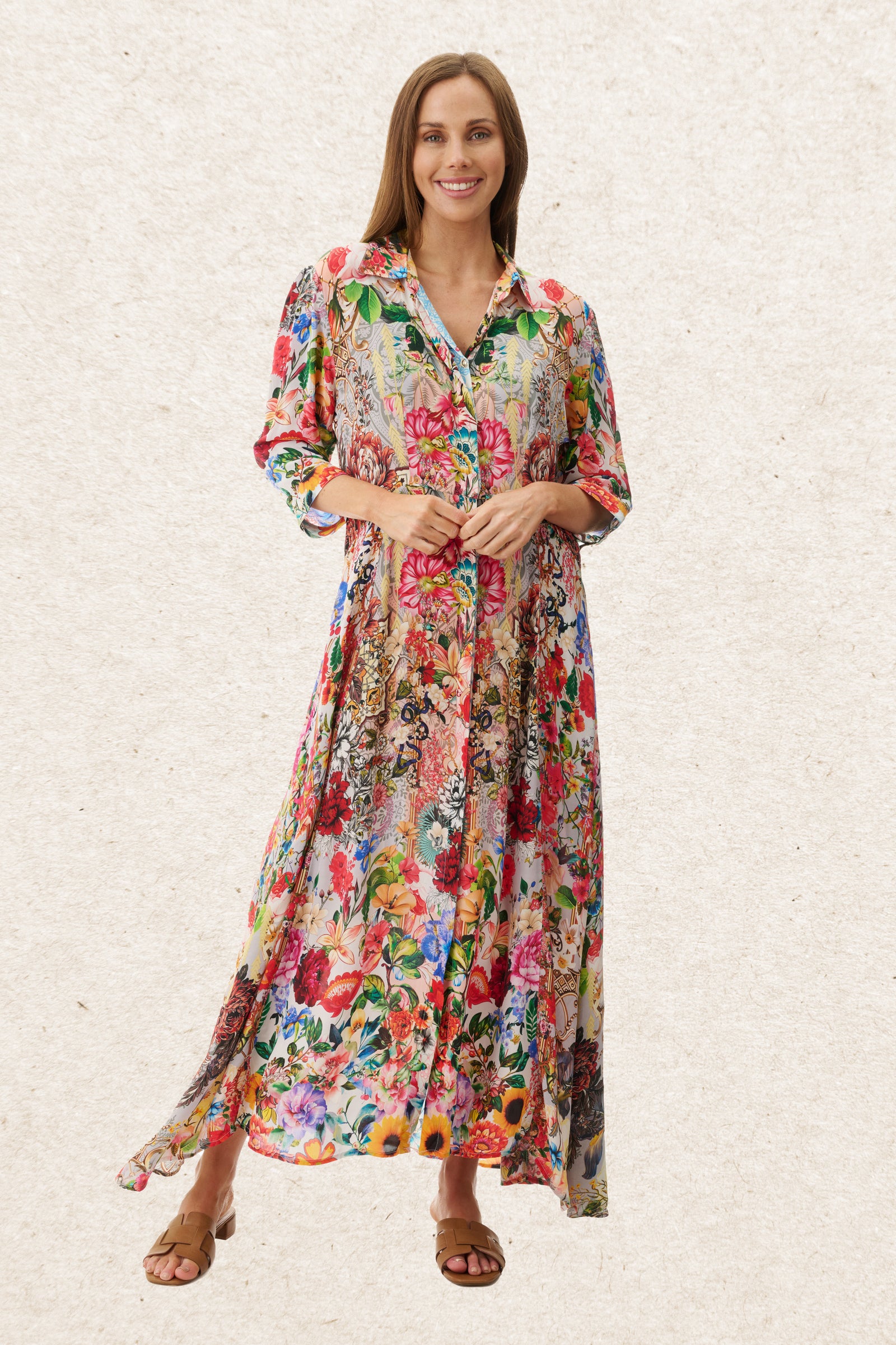 6MV107D - Daisy collared print dress