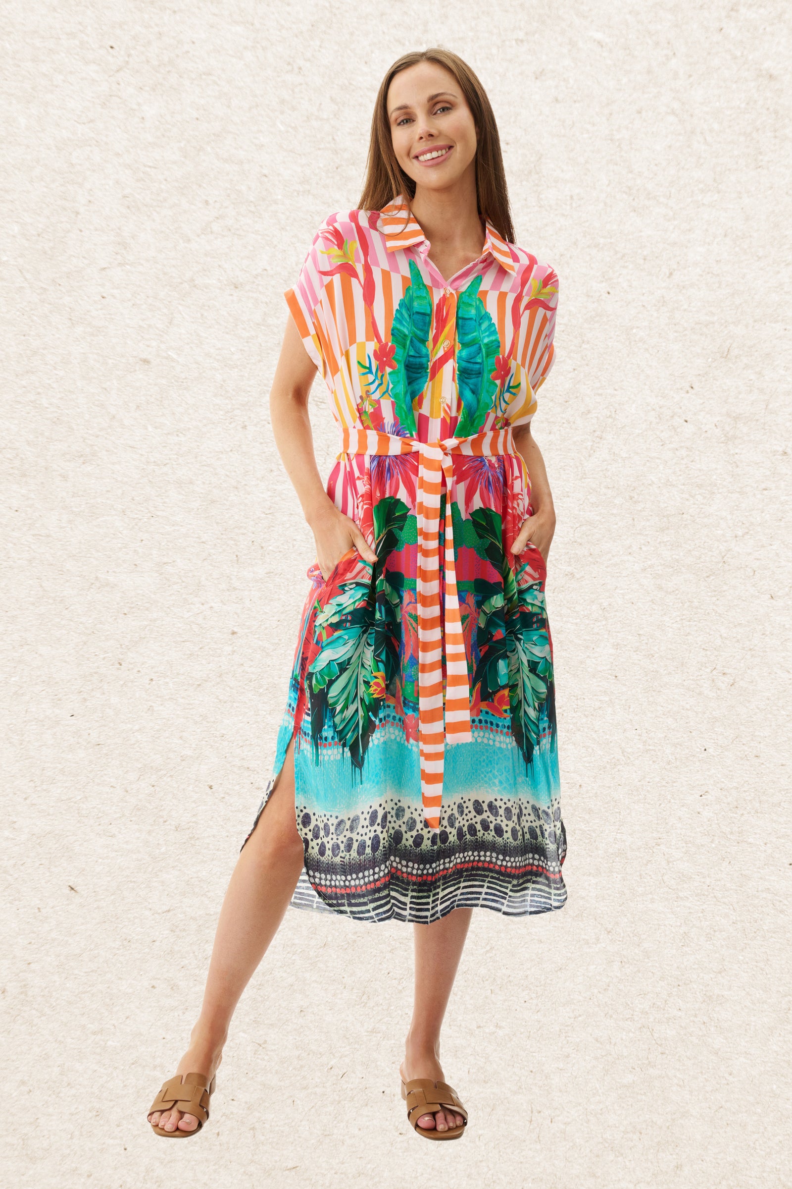 6MV117W - Wattle print dress